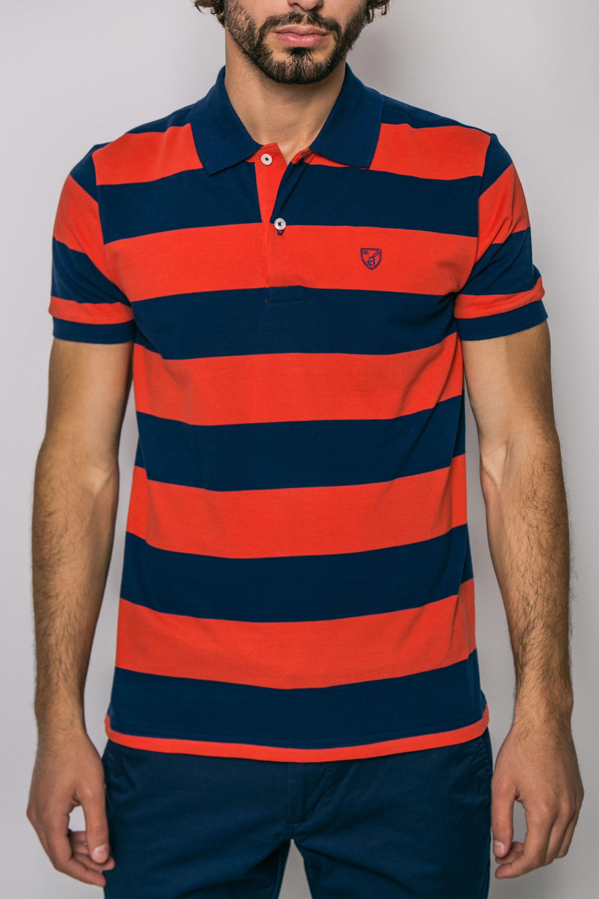 The Bostonias ανδρική ριγέ μπλούζα πόλο Πορτοκαλί