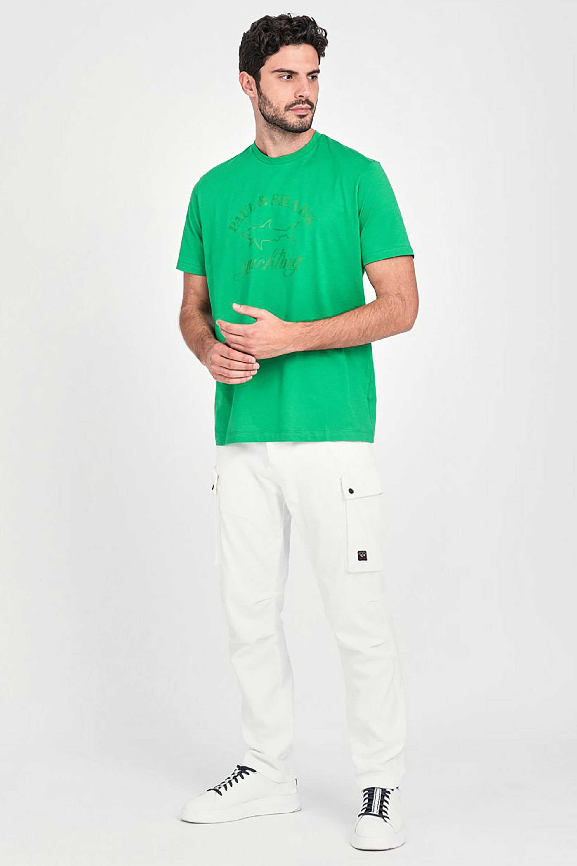 Άνδρας > ΡΟΥΧΑ > Μπλούζες > T-Shirts Paul&Shark ανδρικό T-shirt με logo print και στρογγυλή λαιμόκοψη - C0P1007 Πράσινο