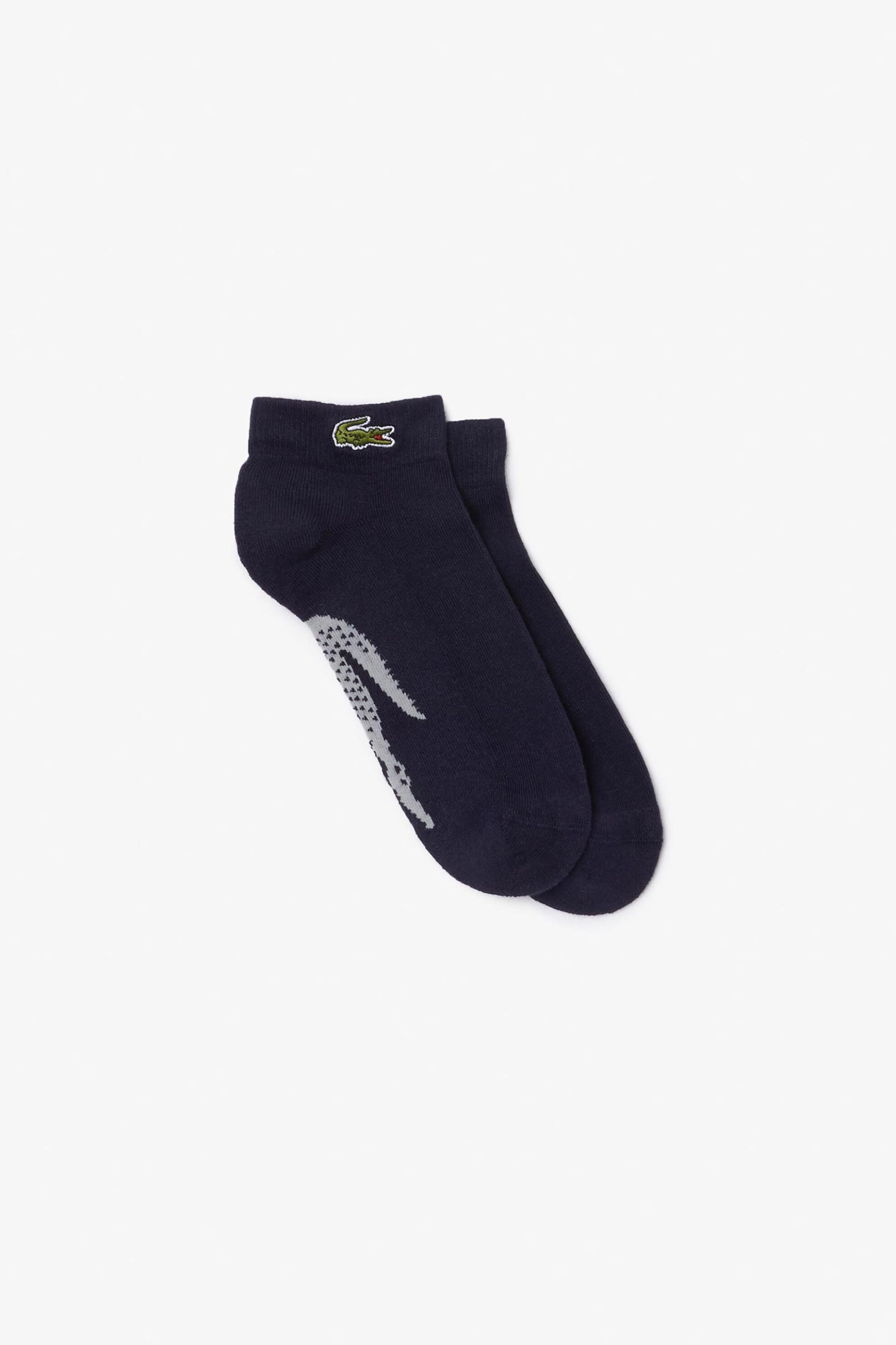 Lacoste ανδρικές κάλτσες μονόχρωμες με κεντημένο λογότυπο και jacquard contrast print - RA4188 Σκούρο Μπλε