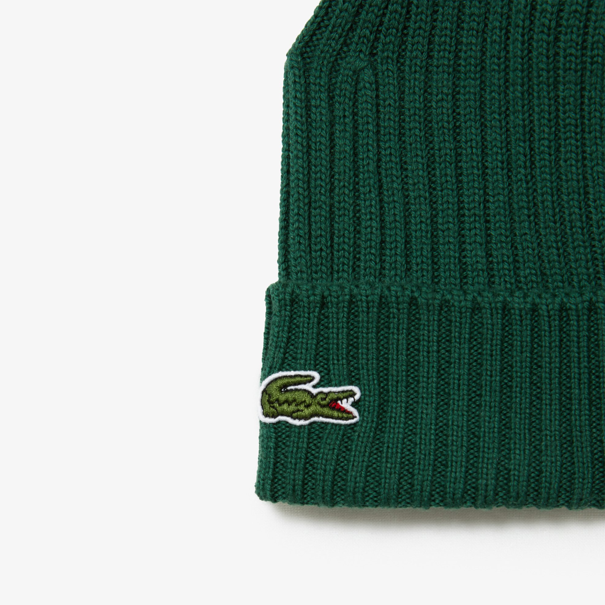 Lacoste Unisex Μάλλινος Σκούφος Ribbed με Κεντημένο Λογότυπο - Rb0001 Πράσινο