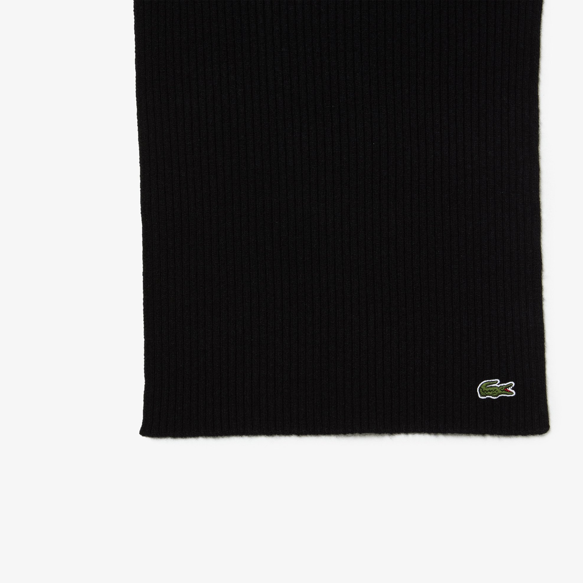 Lacoste unisex κασκόλ μονόχρωμο με κεντημένο λογότυπο ribbed - RE0058 Μαύρο φωτογραφία