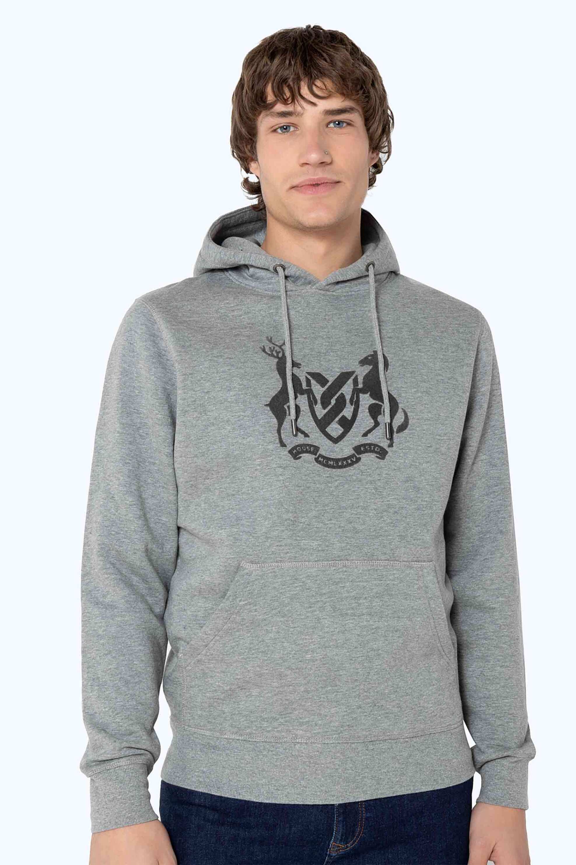 The Bostonians ανδρική μπλούζα φούτερ με κουκούλα και logo graphic print Regular Fit - RO1001 Γκρι