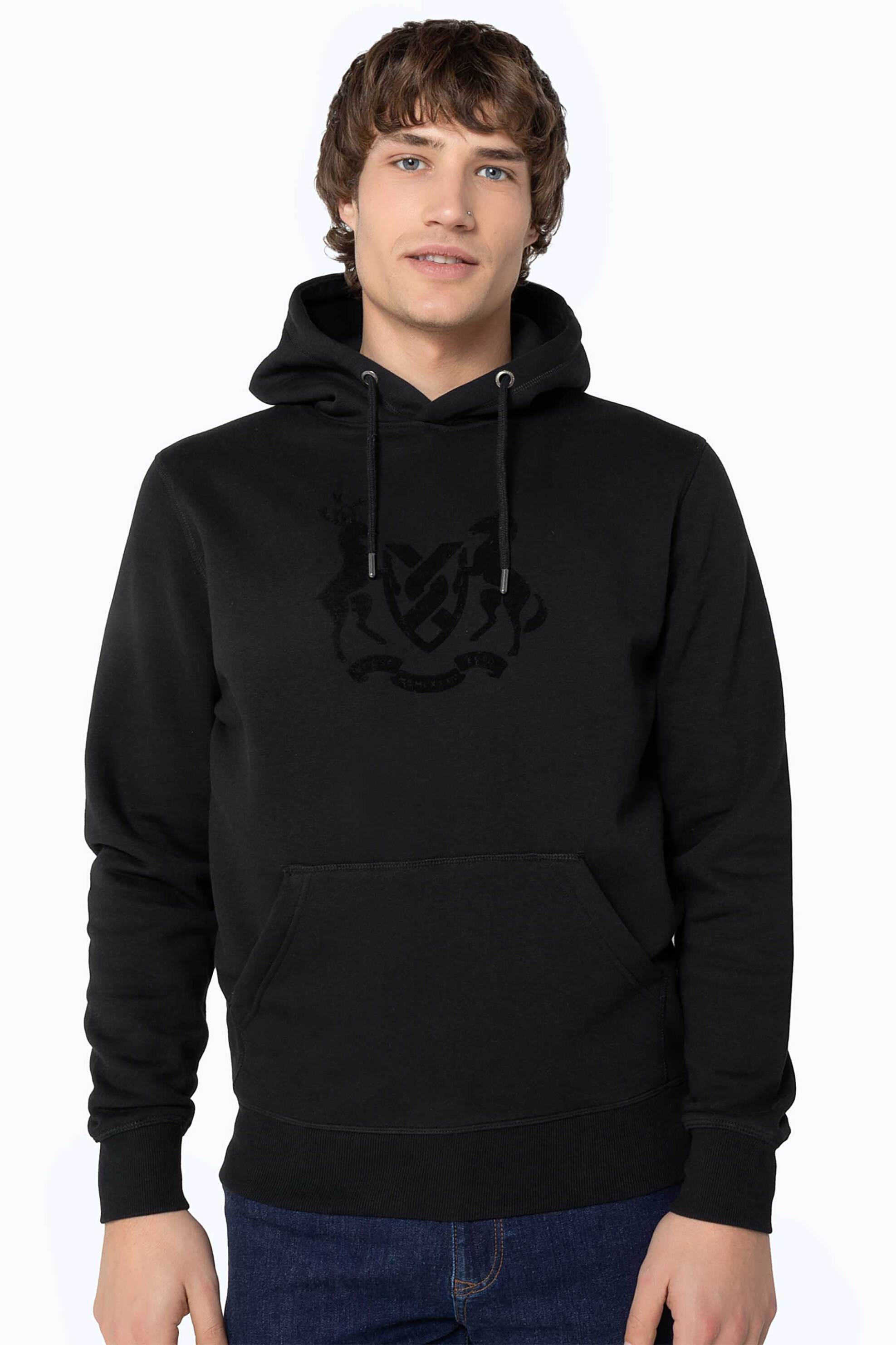 THE BOSTONIANS The Bostonians ανδρική μπλούζα φούτερ με κουκούλα και logo graphic print Regular Fit - RO1001 Μαύρο