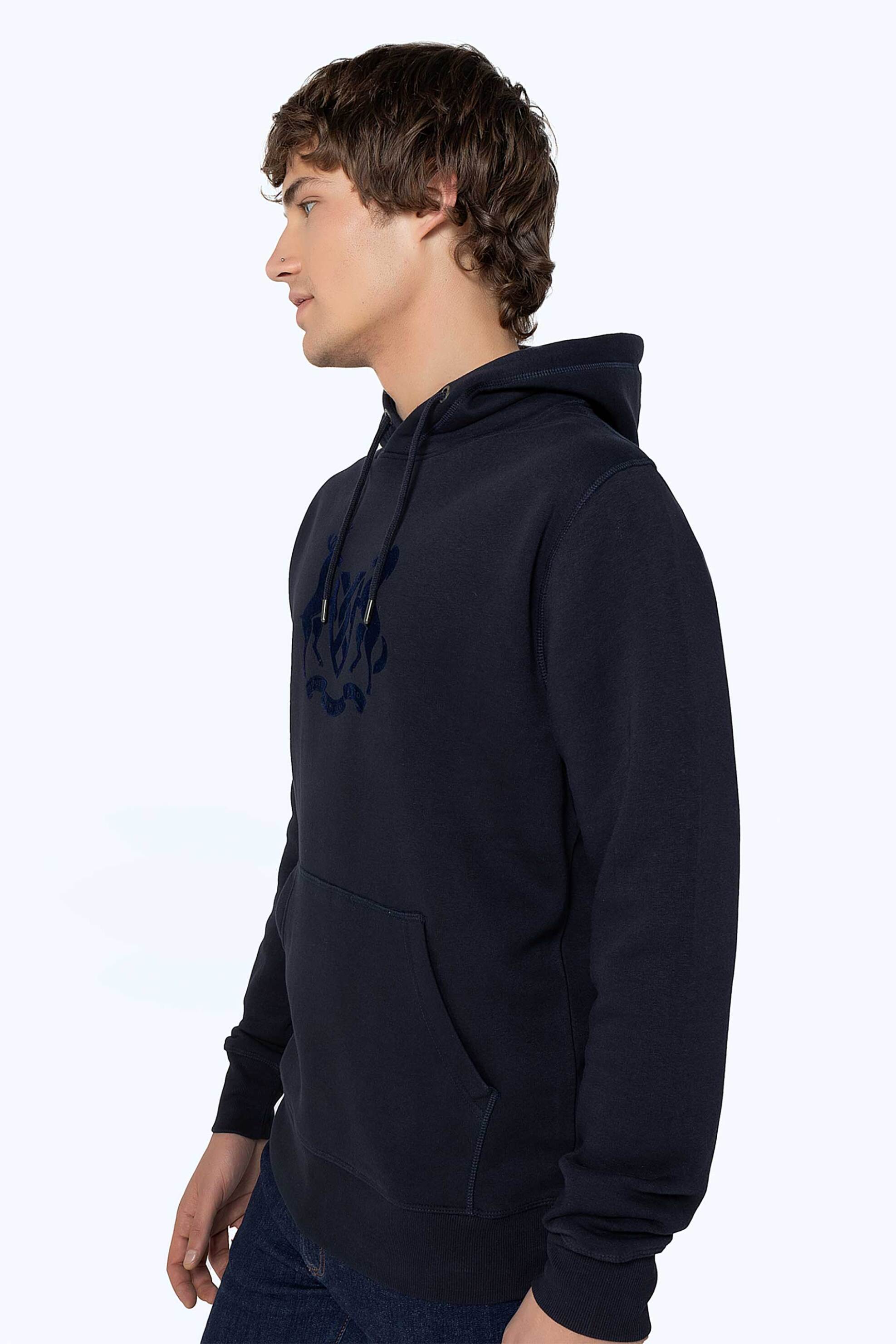 The Bostonians ανδρική μπλούζα φούτερ με κουκούλα και logo graphic print Regular Fit - RO1001 Μπλε Σκούρο φωτογραφία