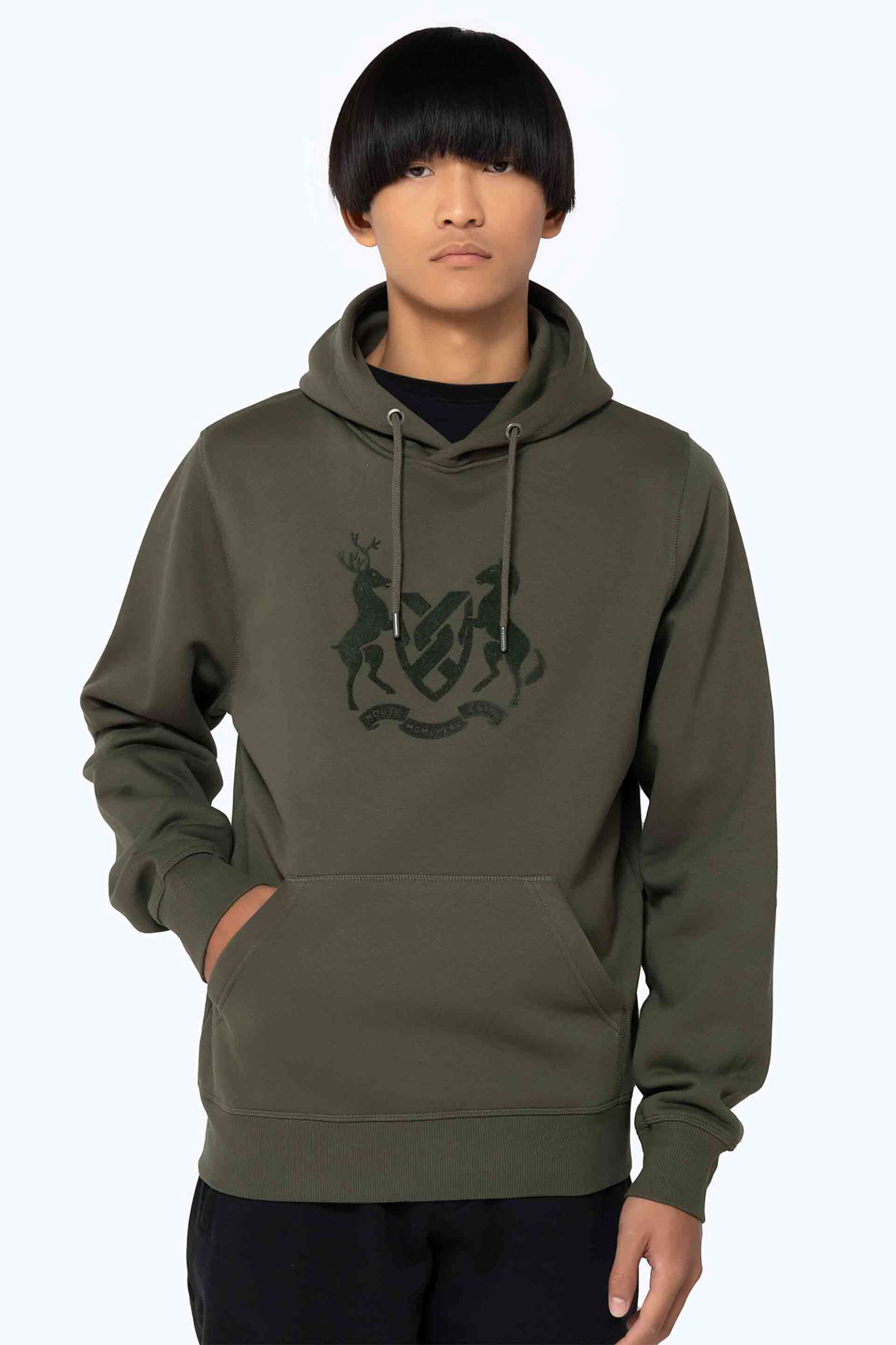 THE BOSTONIANS The Bostonians ανδρική μπλούζα φούτερ με κουκούλα και logo graphic print Regular Fit - RO1001 Χακί