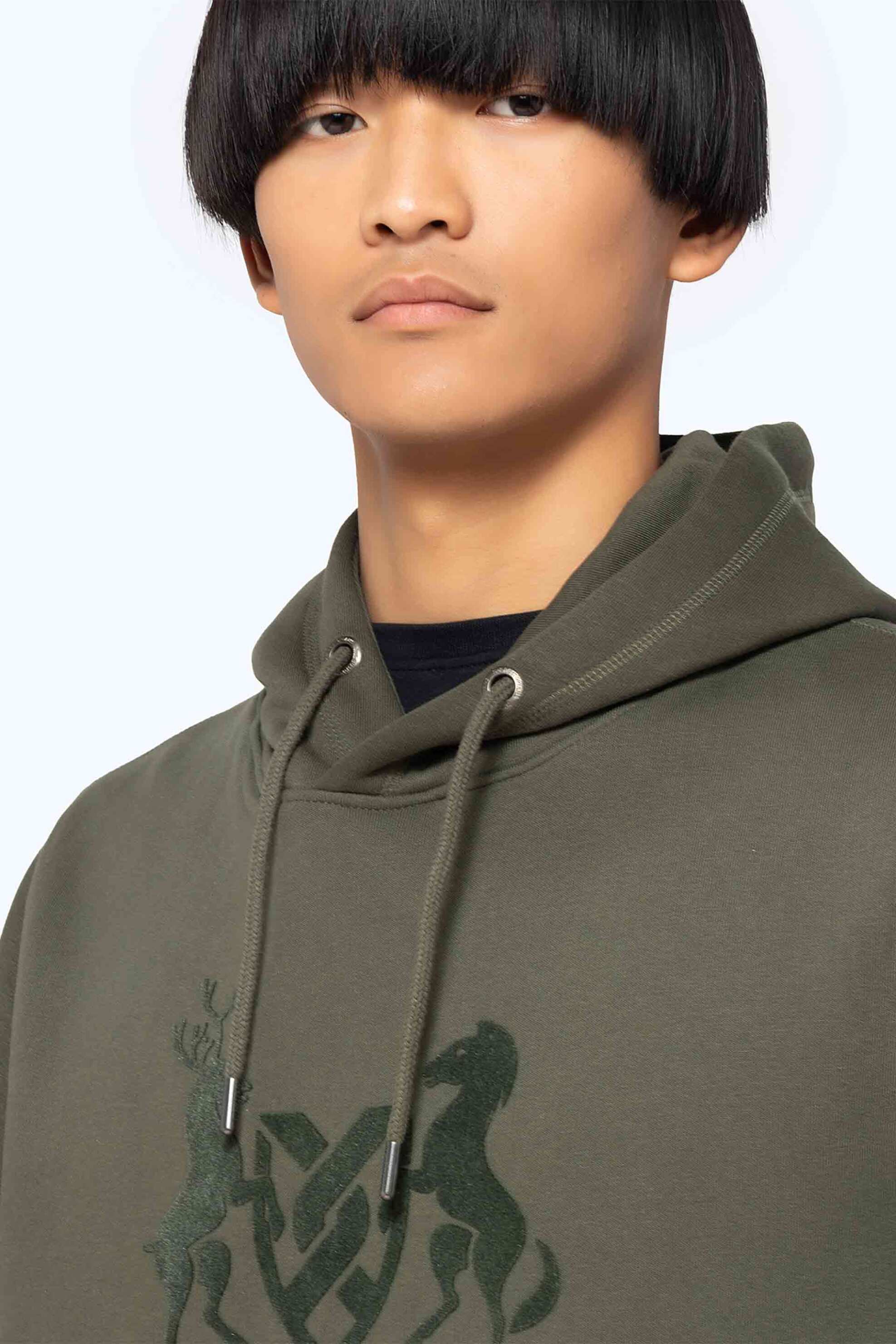 The Bostonians ανδρική μπλούζα φούτερ με κουκούλα και logo graphic print Regular Fit - RO1001 Χακί φωτογραφία