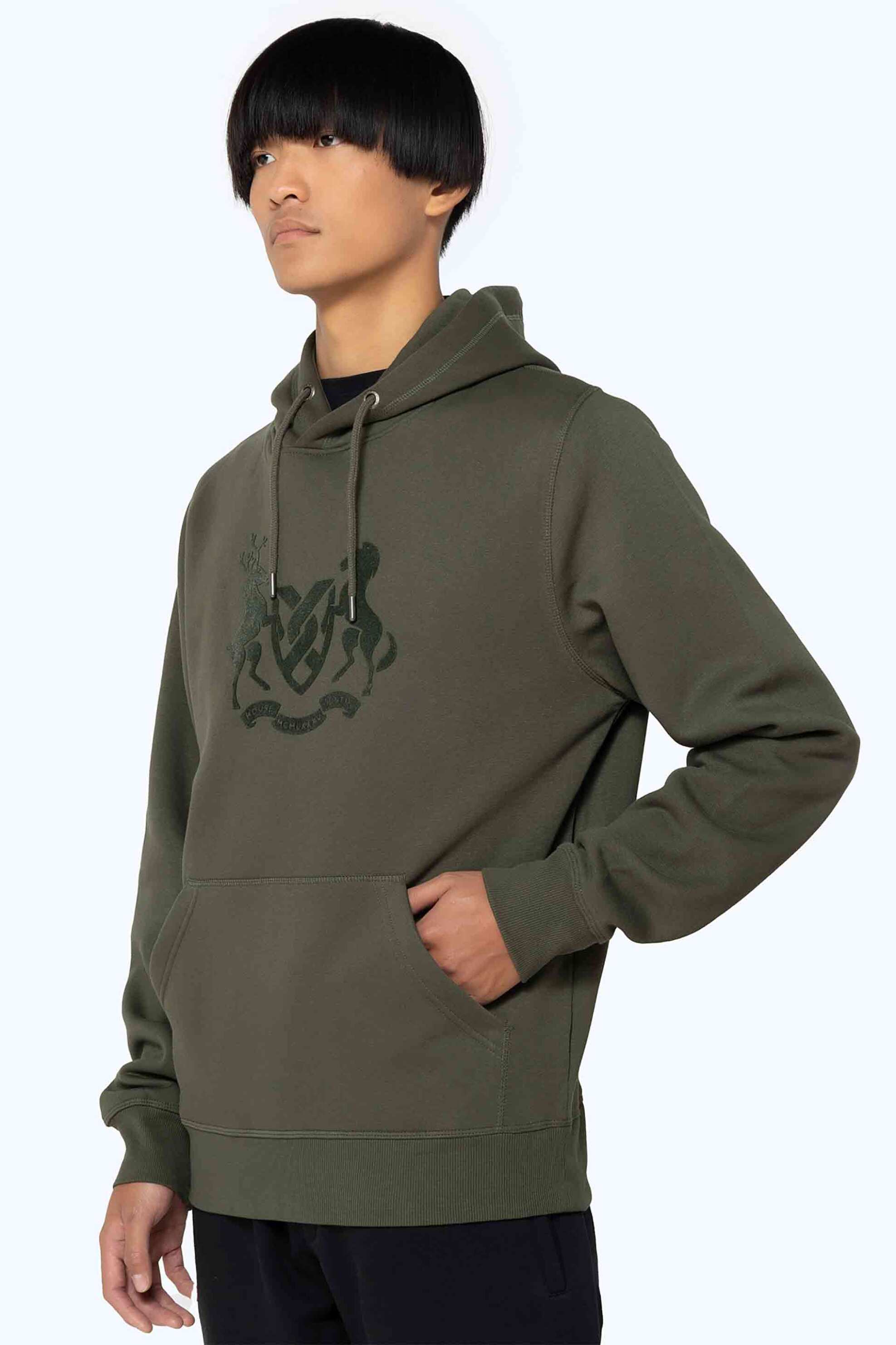 The Bostonians ανδρική μπλούζα φούτερ με κουκούλα και logo graphic print Regular Fit - RO1001 Χακί φωτογραφία