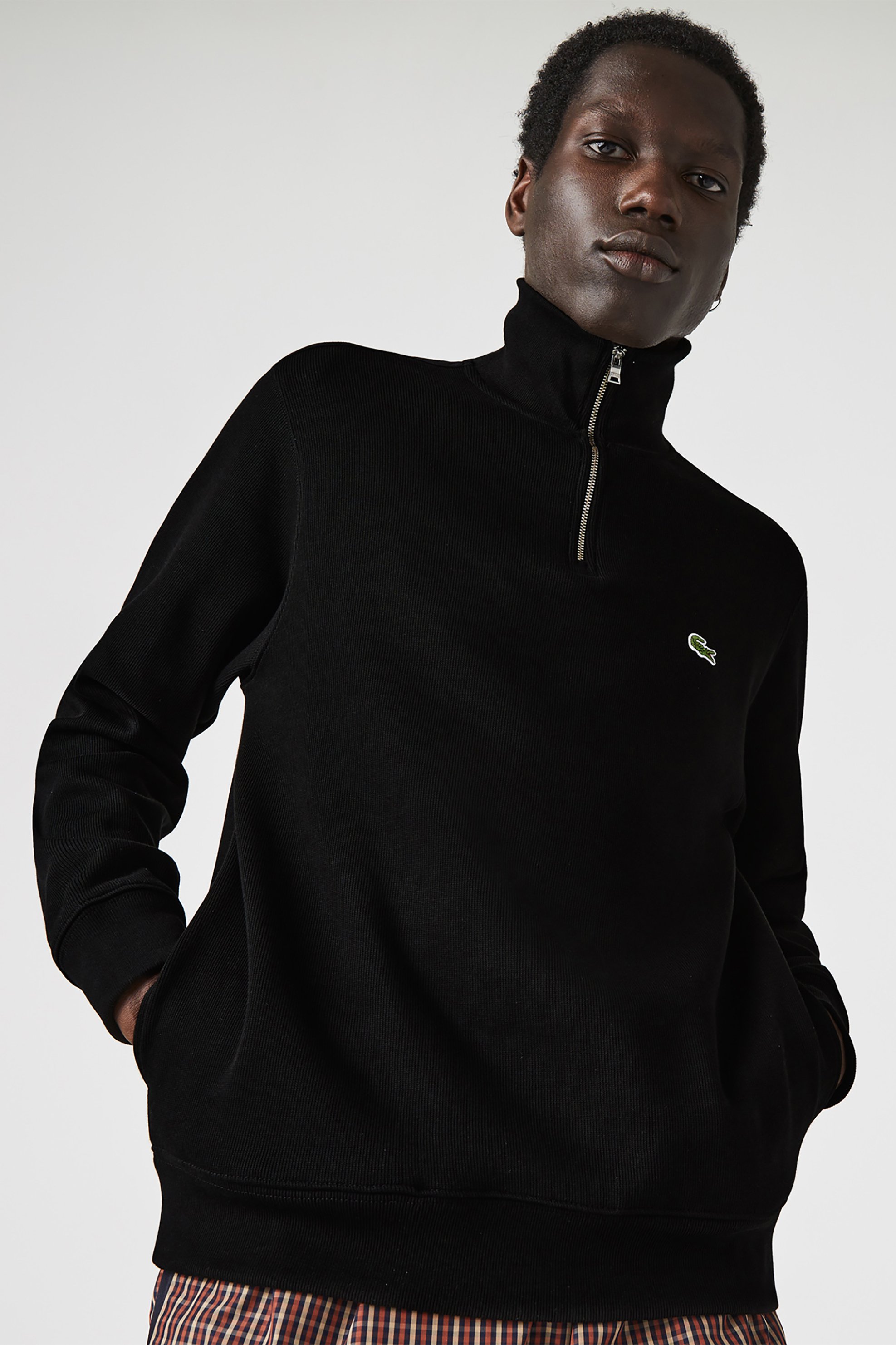 Lacoste ανδρική μπλούζα φούτερ με κεντημένο λογότυπο - SH1927 Μαύρο