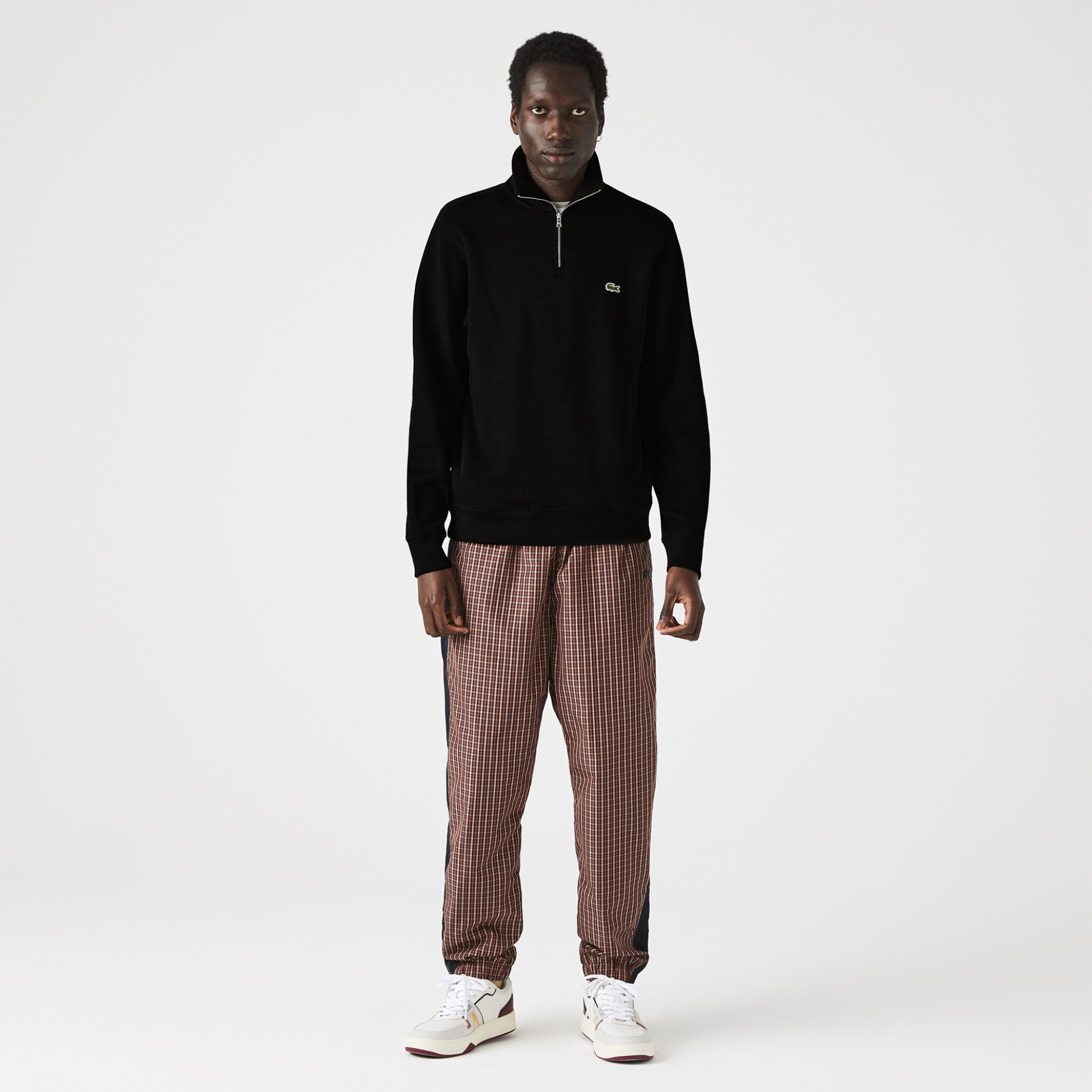 Lacoste ανδρική μπλούζα φούτερ με κεντημένο λογότυπο - SH1927 Μαύρο φωτογραφία