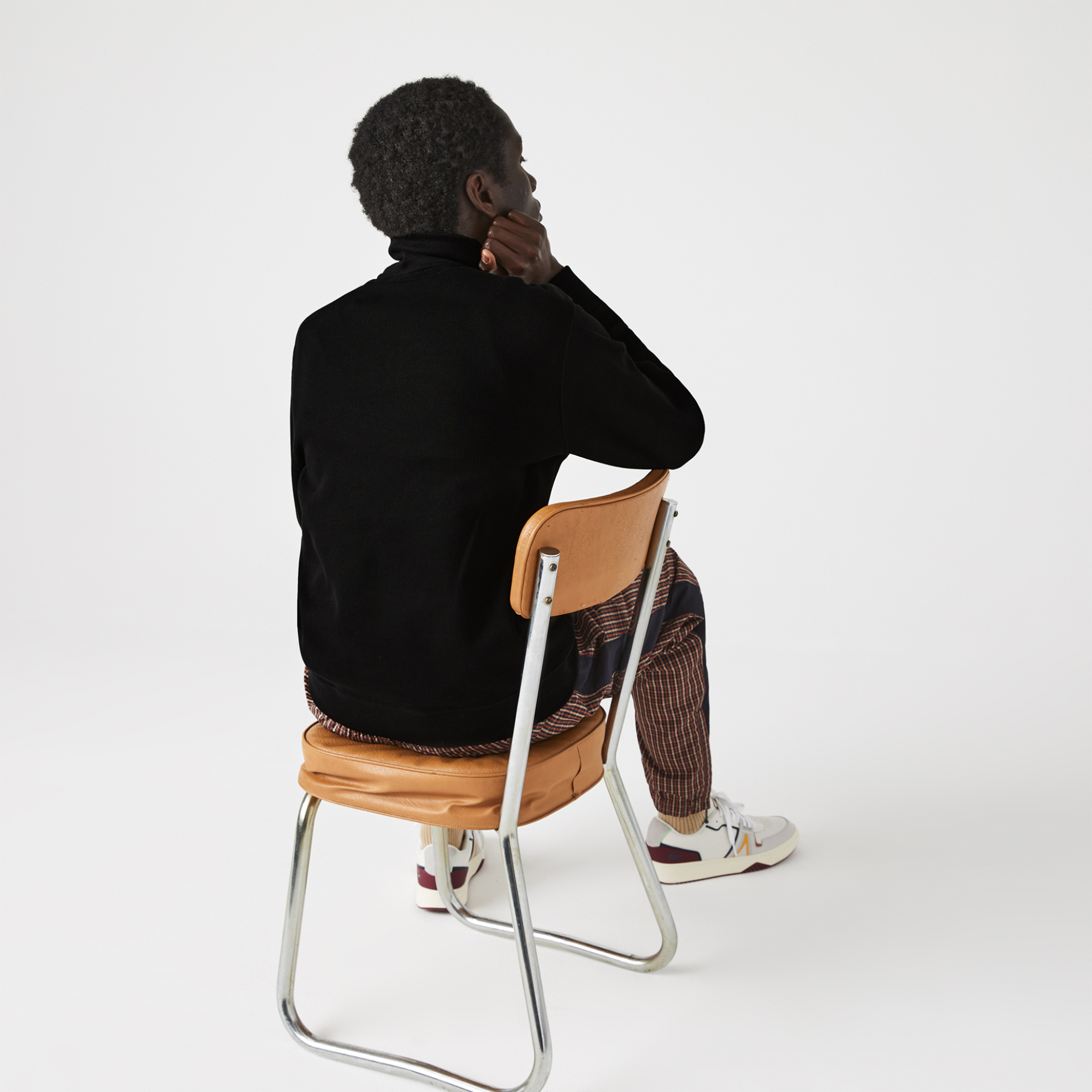 Lacoste ανδρική μπλούζα φούτερ με κεντημένο λογότυπο - SH1927 Μαύρο φωτογραφία