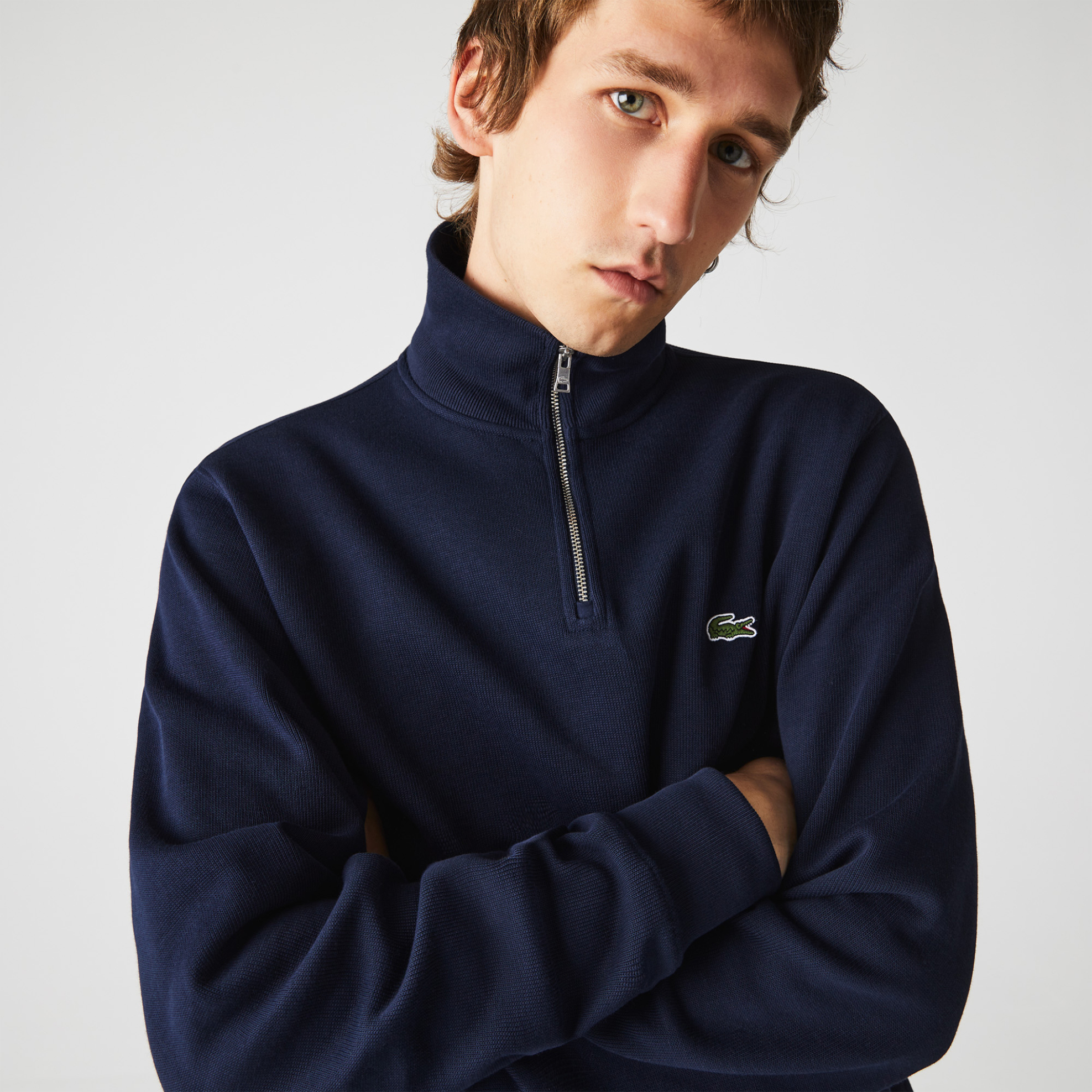 Lacoste ανδρική μπλούζα φούτερ με κεντημένο λογότυπο - SH1927 Μπλε Σκούρο φωτογραφία