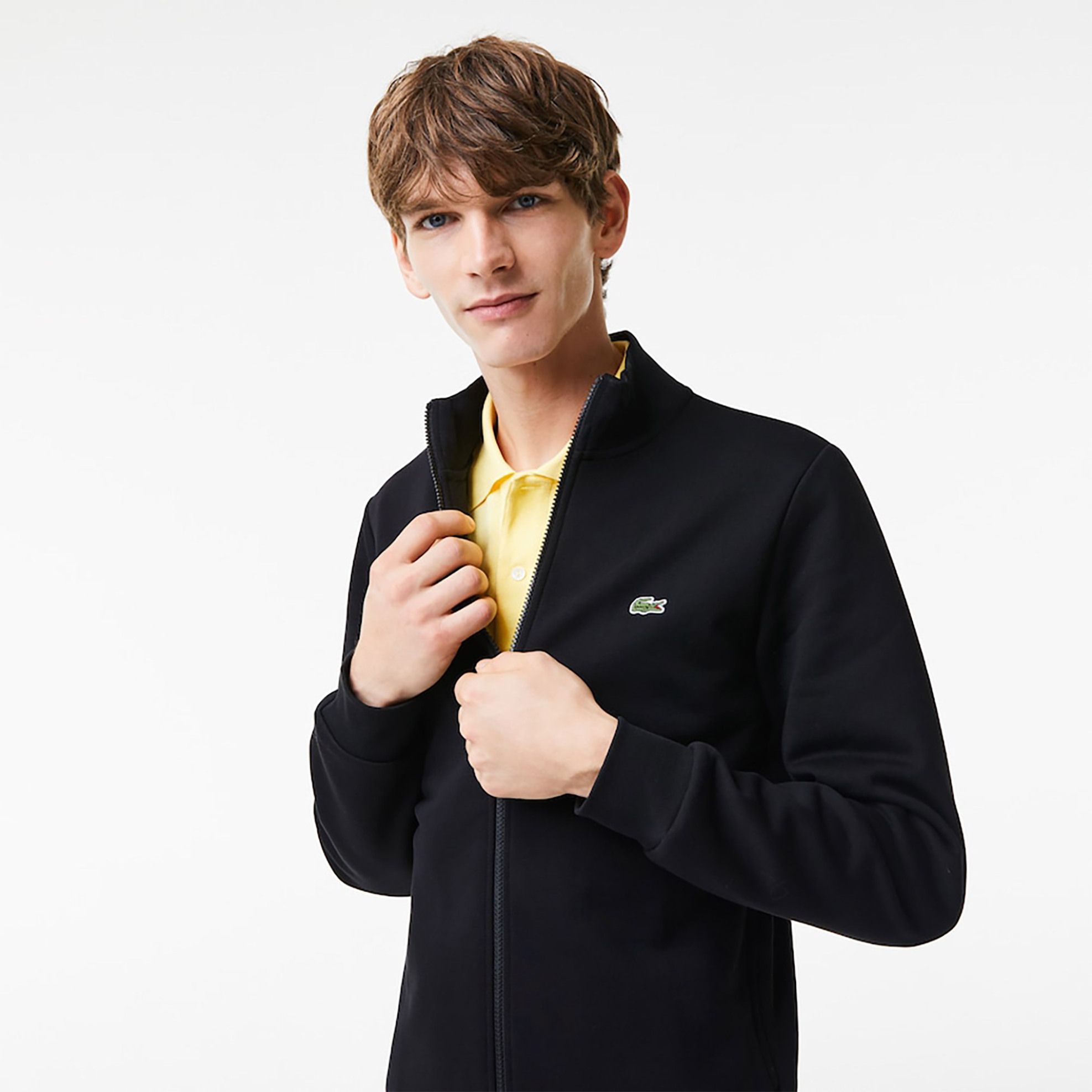 Lacoste ανδρική ζακέτα φούτερ fleece με ψηλό λαιμό και κεντημένο λογότυπο Regular Fit - SH9622 Μαύρο φωτογραφία