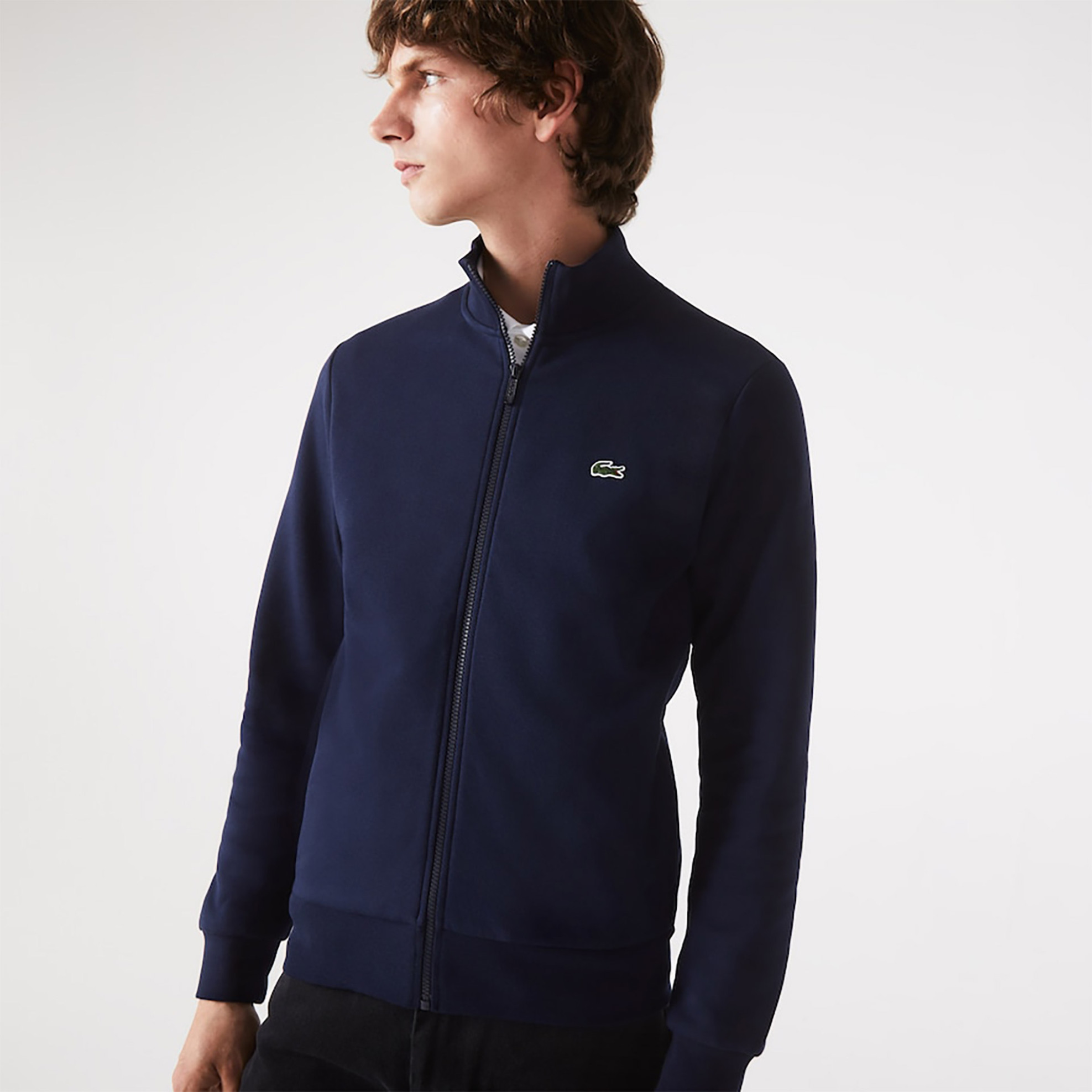 Lacoste ανδρική ζακέτα φούτερ fleece με ψηλό λαιμό και κεντημένο λογότυπο Regular Fit - SH9622 Μπλε Σκούρο φωτογραφία
