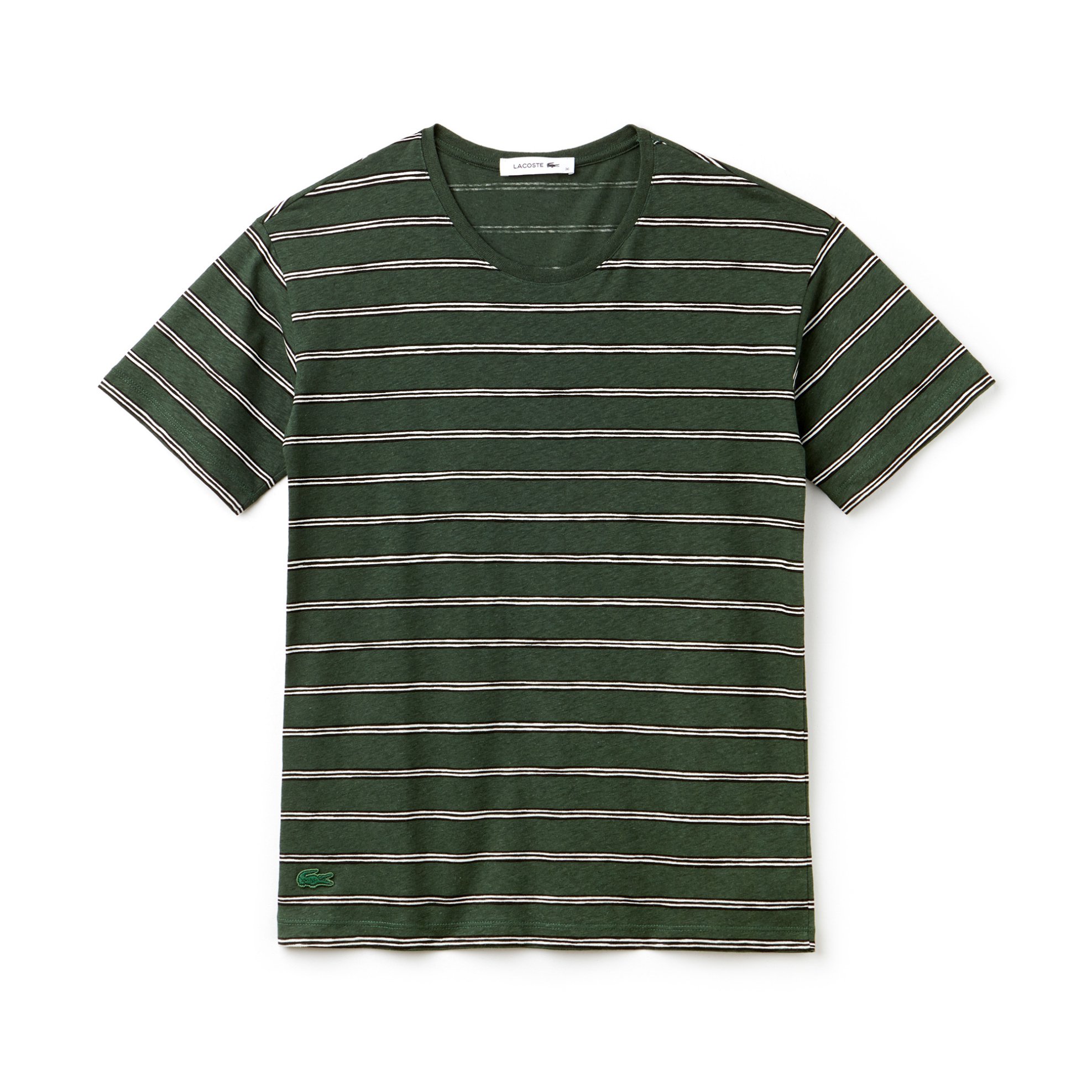 LACOSTE Γυναικείο T-shirt μονόχρωμο με ρίγες Lacoste - TF3066 Κυπαρισσί - 3