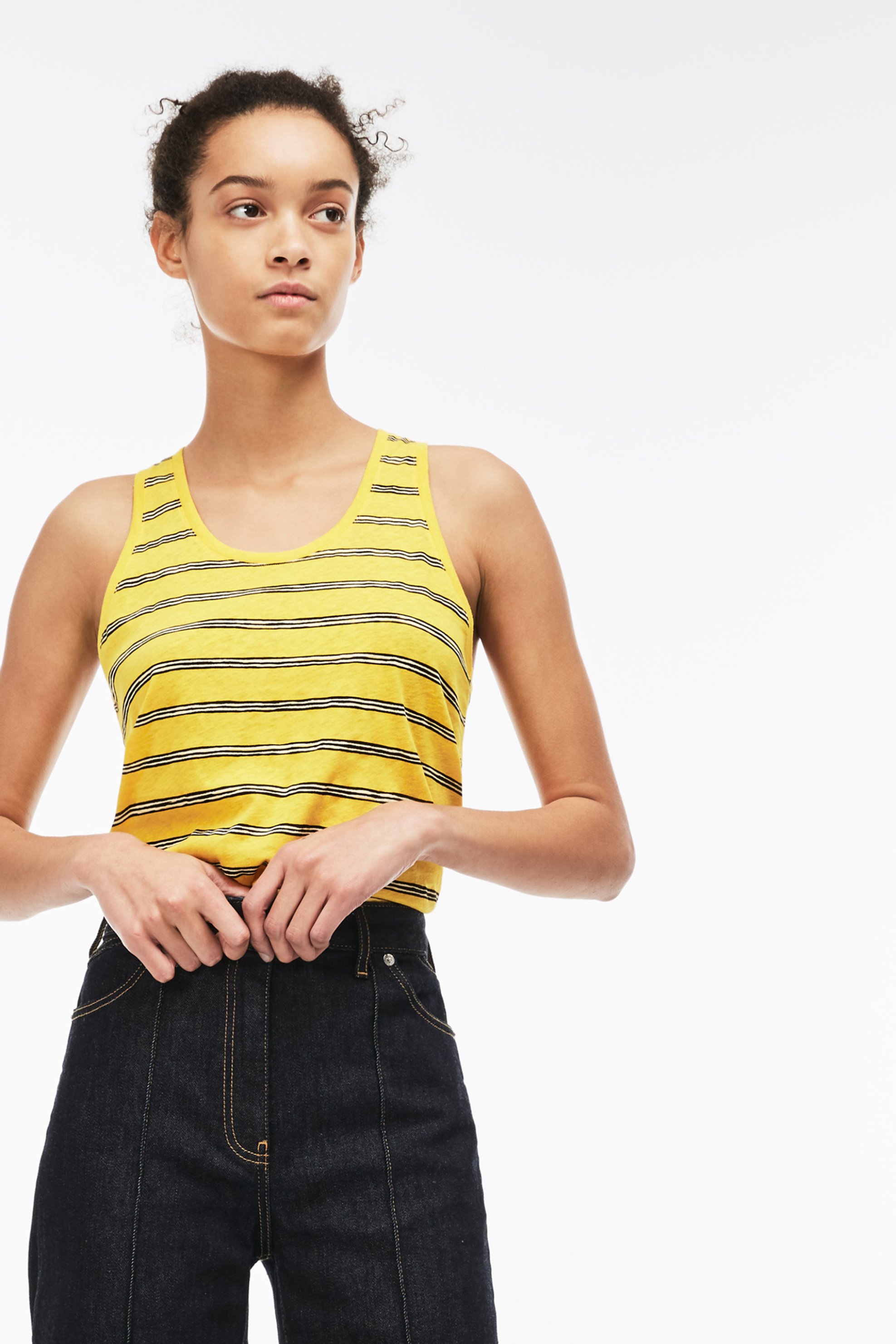 LACOSTE Γυναικείο τοπ αμάνικο με ρίγες Spring Bloom S/S 2018 Collection Lacoste - TF3744 Κίτρινο