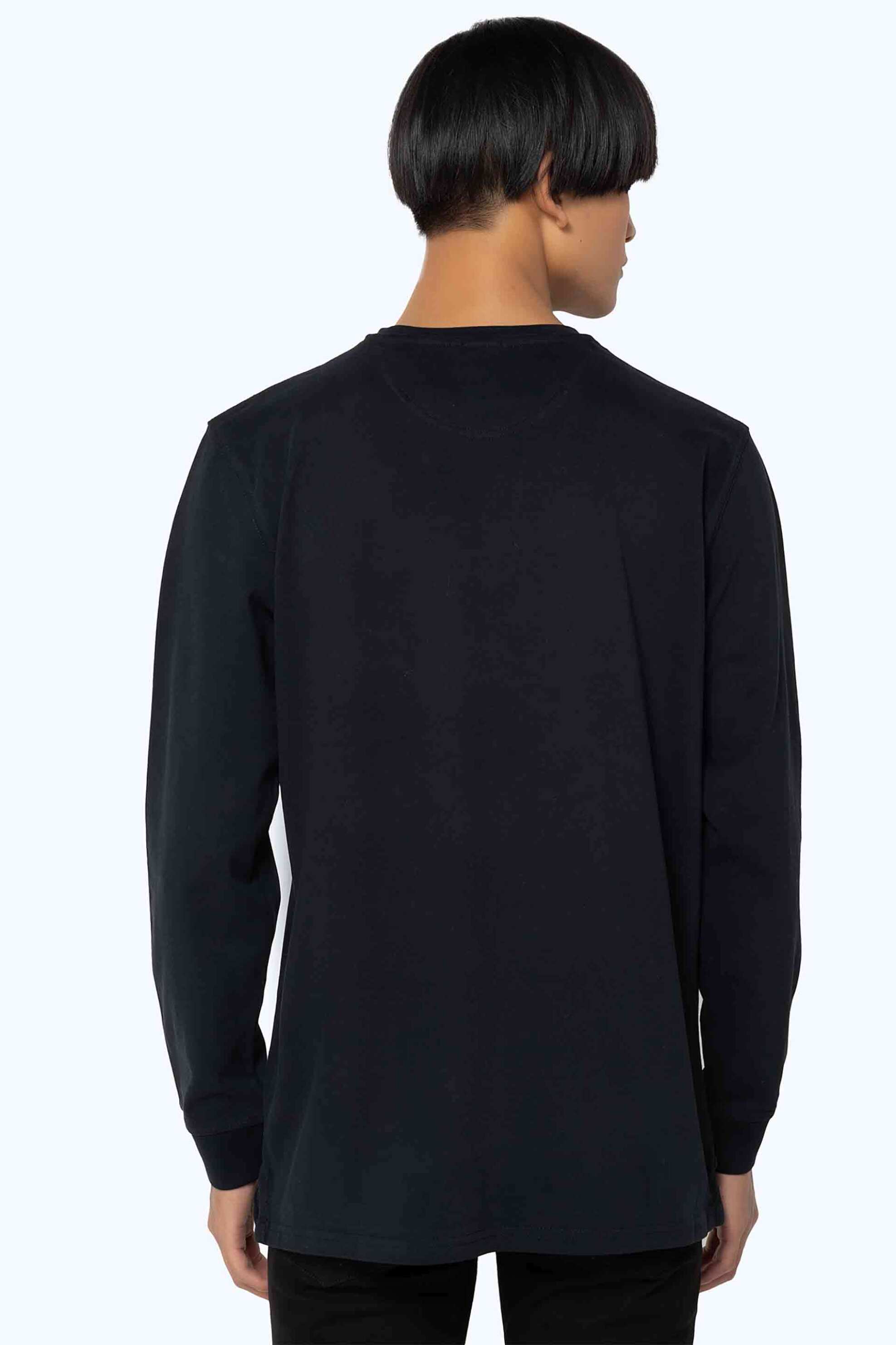 The Bostonians ανδρική μακρυμάνικη μπλούζα μονόχρωμη με κεντημένο λογότυπο Regular Fit - TL0011 Μαύρο φωτογραφία