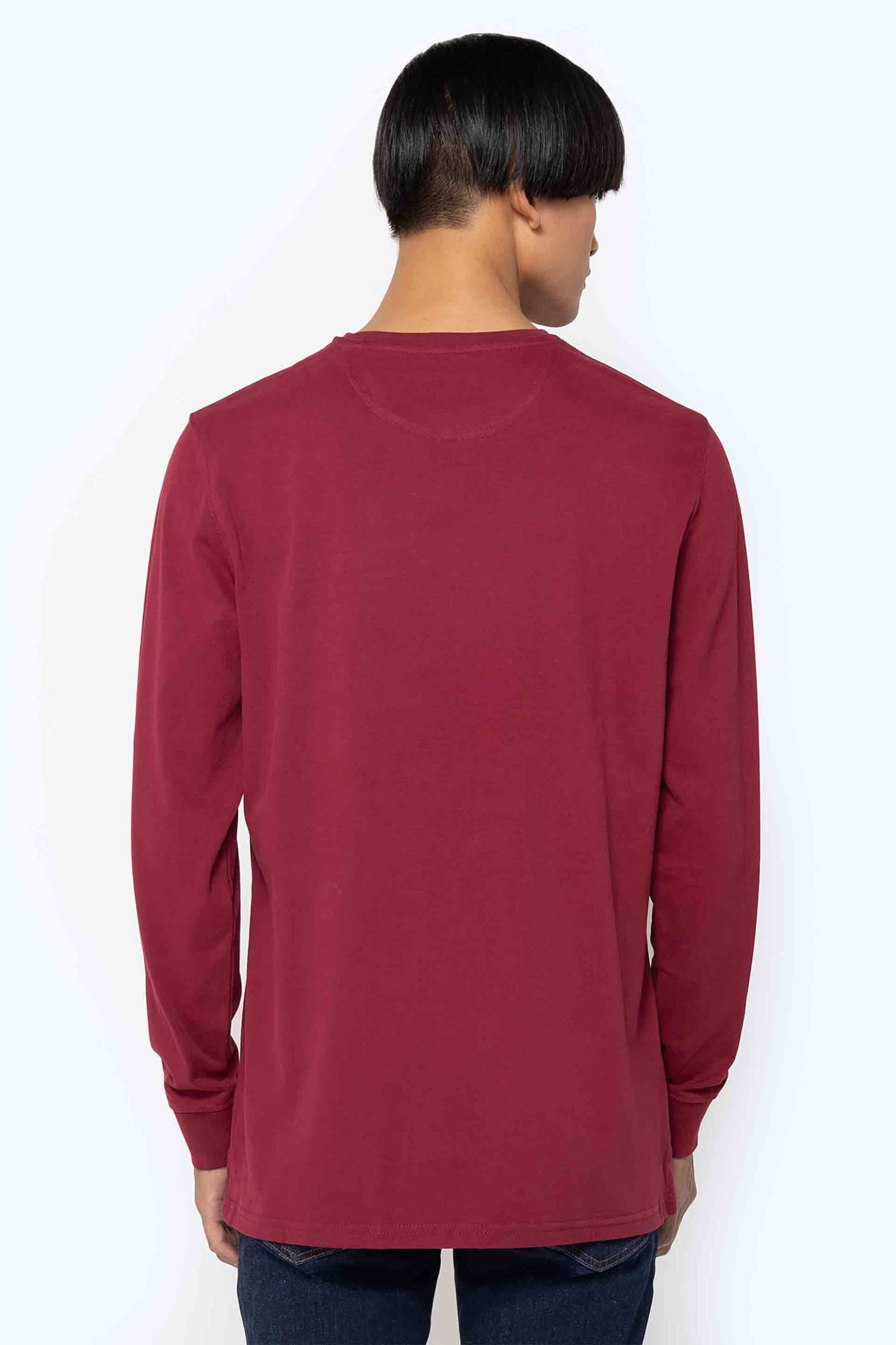 The Bostonians ανδρική μακρυμάνικη μπλούζα μονόχρωμη με κεντημένο λογότυπο Regular Fit - TL0011 Μπορντό φωτογραφία