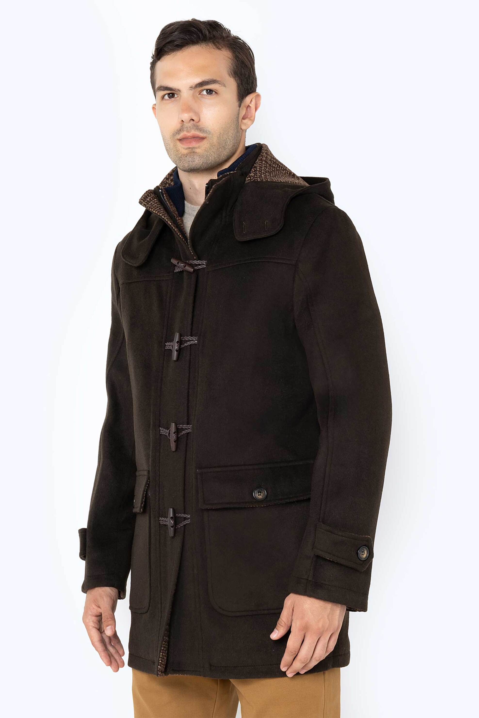 THE BOSTONIANS The Bostonians ανδρικό παλτό με κουκούλα Regular Fit - W00190 Χακί