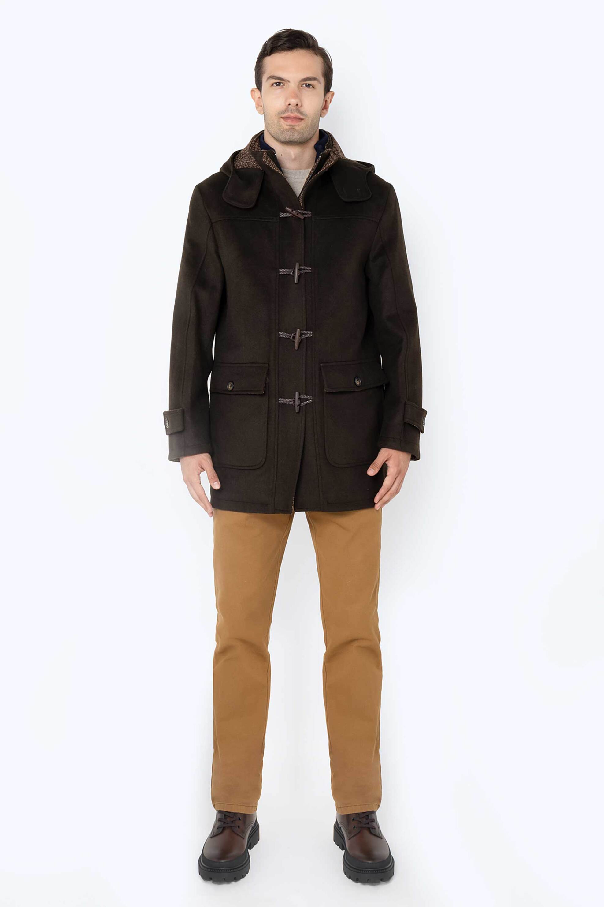 The Bostonians ανδρικό παλτό με κουκούλα Regular Fit - W00190 Χακί φωτογραφία