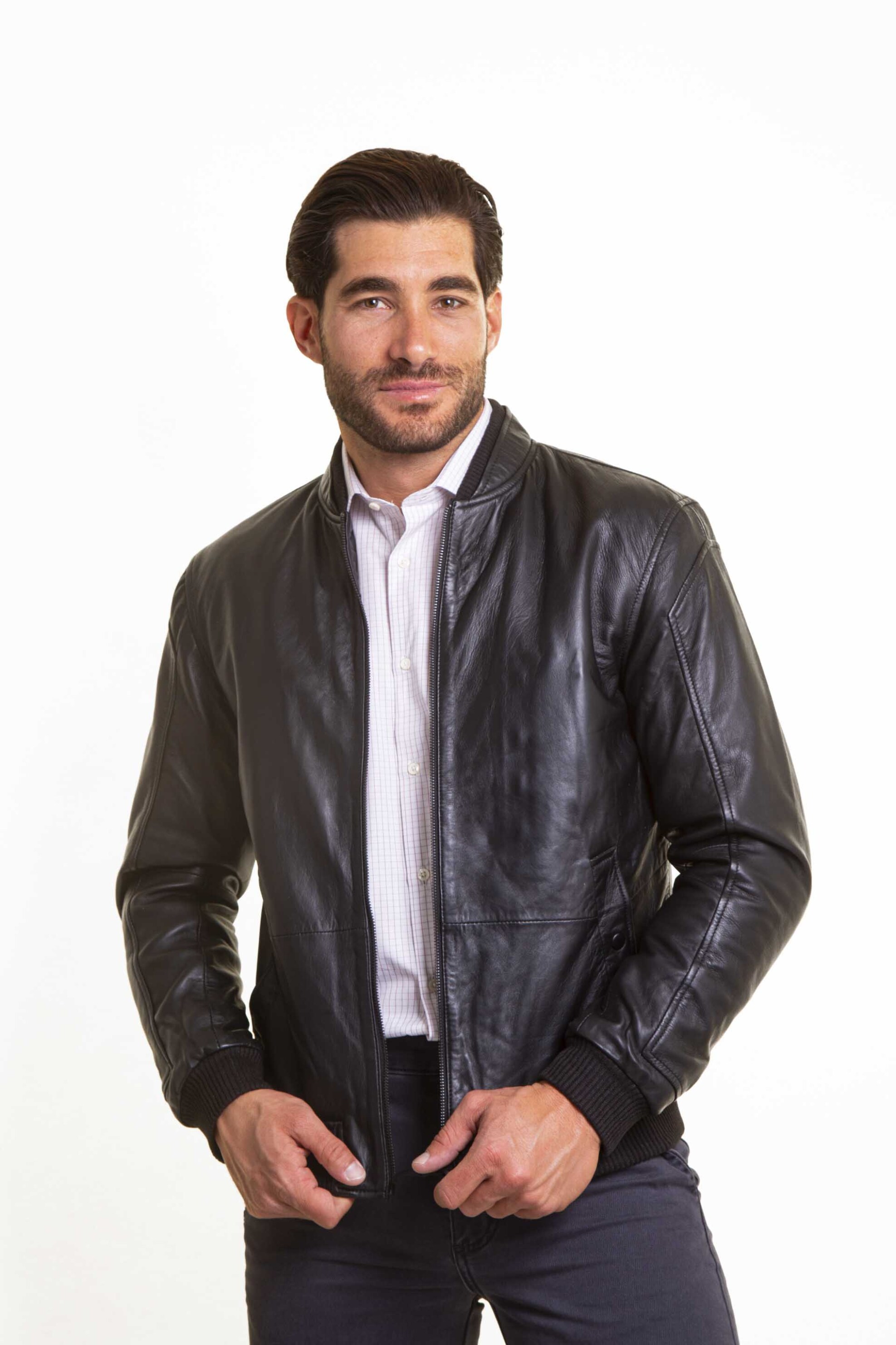 The Bostonians ανδρικό δερμάτινο bomber jacket Regular Fit - WL00110 Μαύρο φωτογραφία