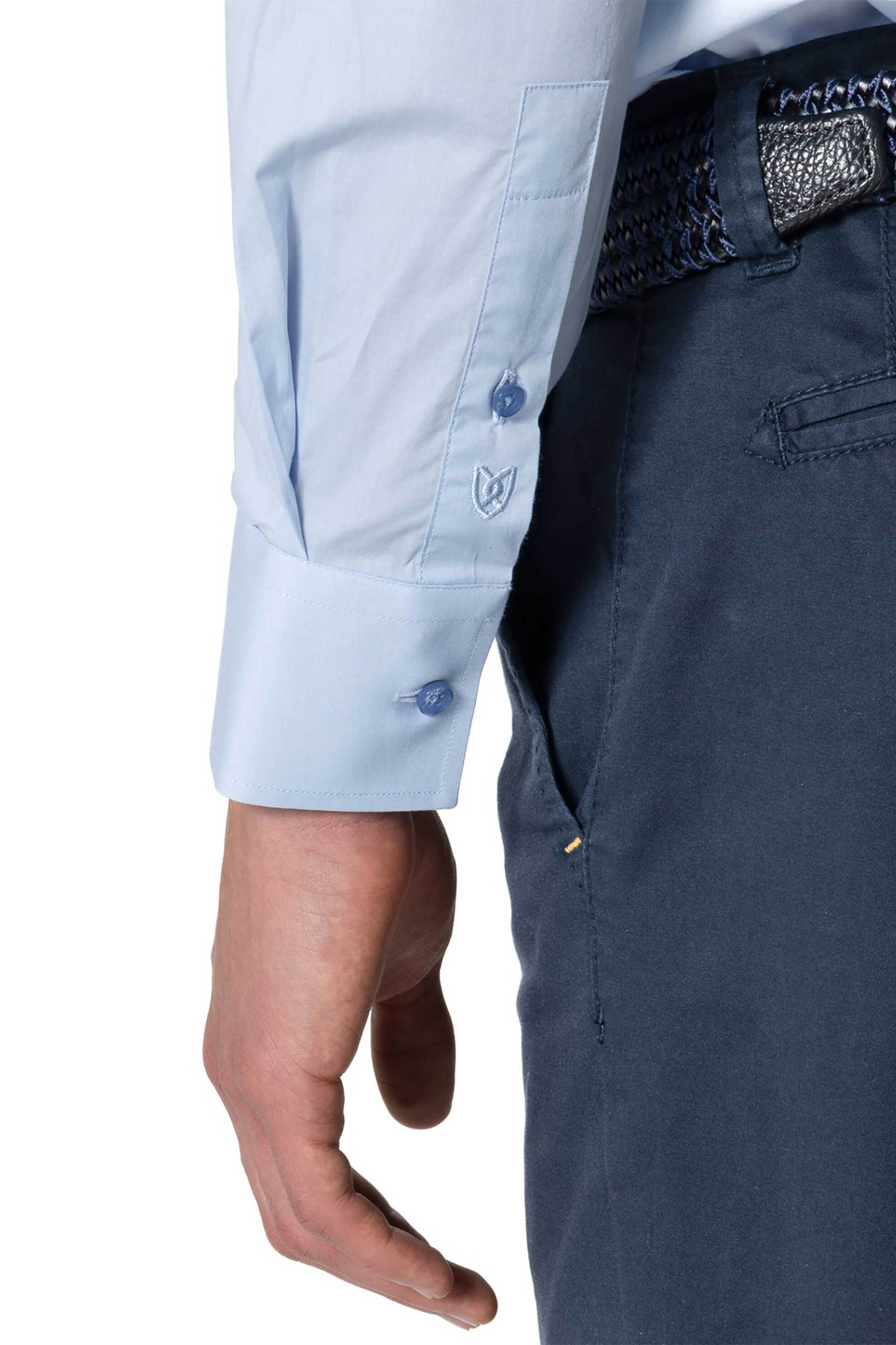 The Bostonians Ανδρικό Πουκάμισο Poplin Μονόχρωμο Slim Fit Elastic - Acp0606 Μπλε Ανοιχτό