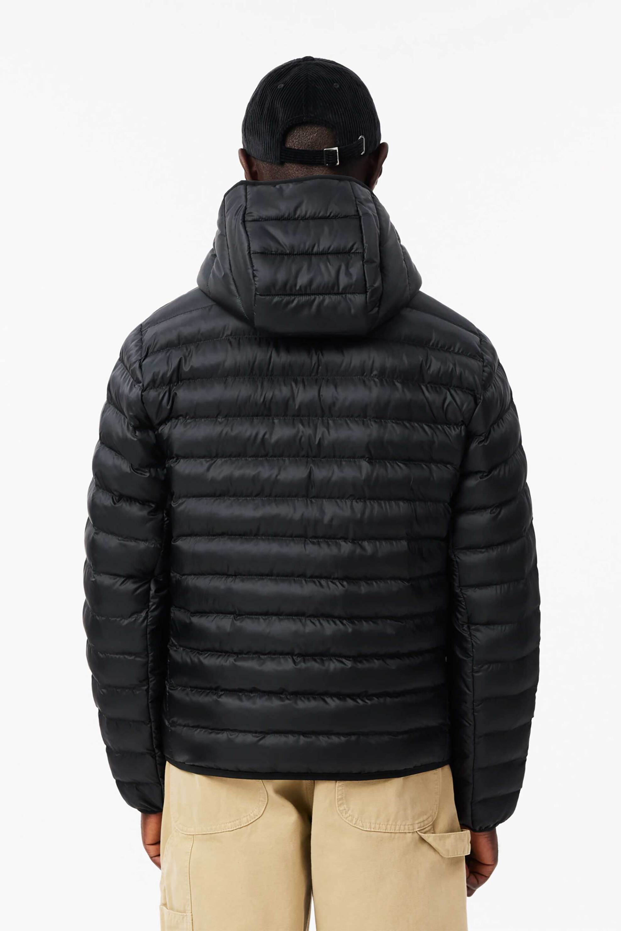 Lacoste ανδρικό αδιάβροχο μπουφάν με κουκούλα, καπιτονέ σχέδιο και κεντημένο λογότυπο - BH2909-00 Μαύρο φωτογραφία