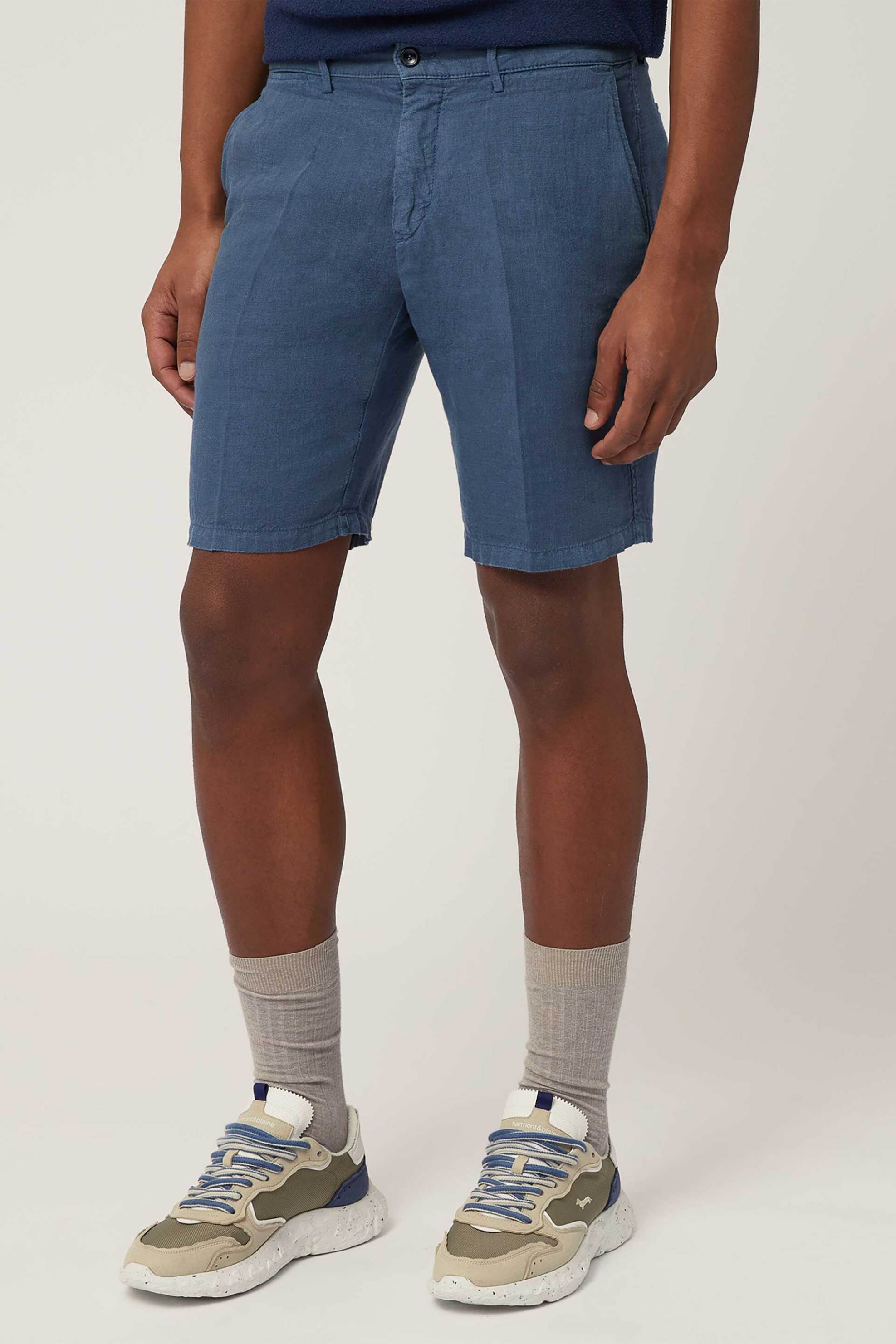 Harmont & Blaine ανδρική λινή βερμούδα chino Regular Fit - BRN001053461 Μπλε Σκούρο φωτογραφία
