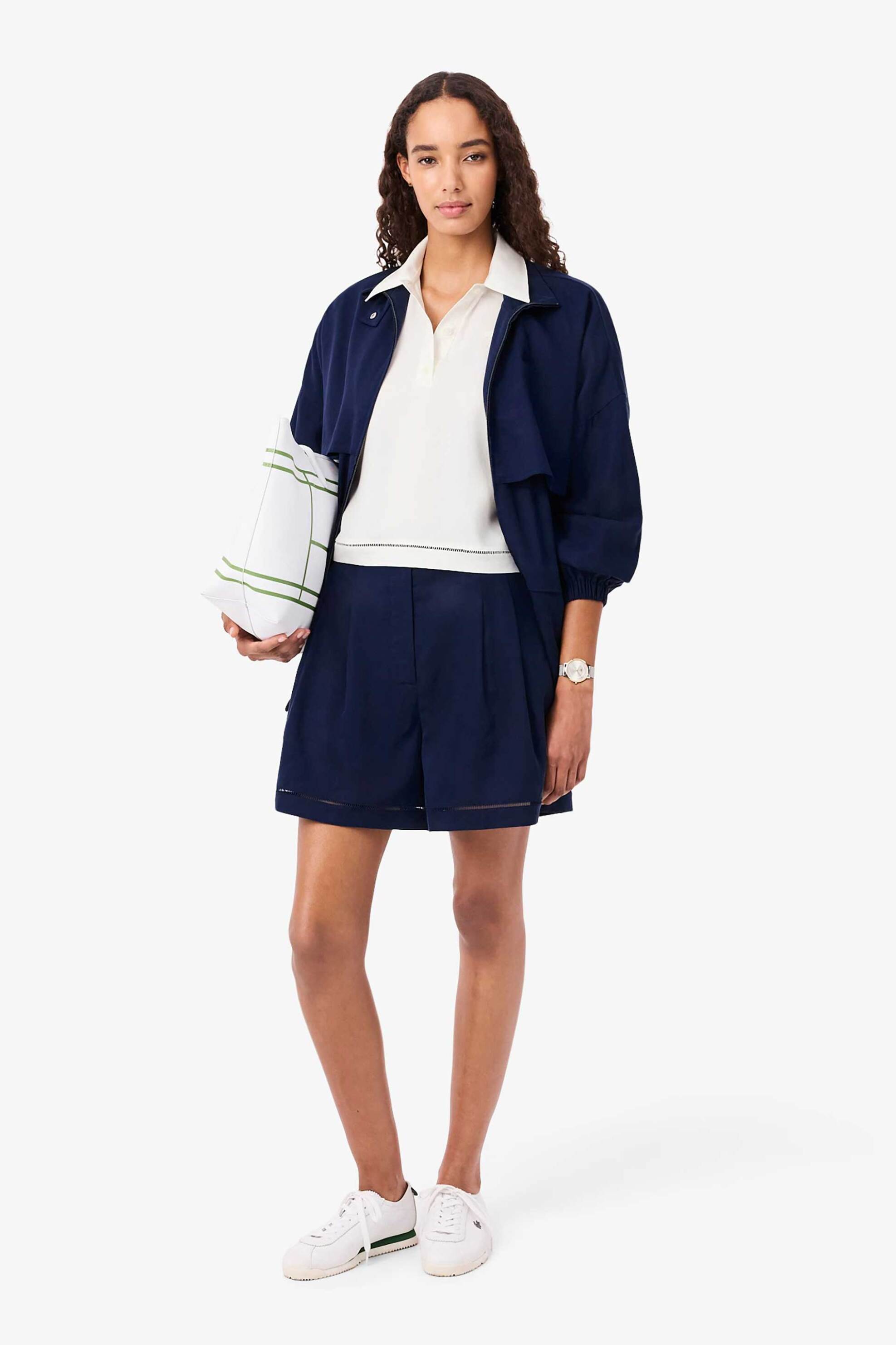 LACOSTE Lacoste γυναικεία μπλούζα πόλο με δαντελωτά trims Oversized Fit - CF0061 Λευκό - 3