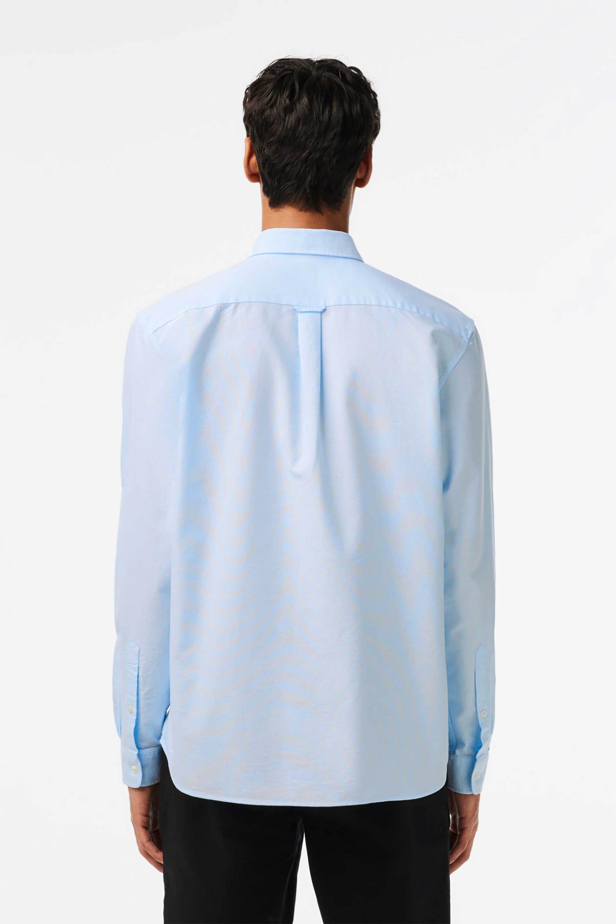 Lacoste Ανδρικό Πουκάμισο Oxford Button Down με Τσέπη Και Κεντημένο Λογότυπο Regular Fit - Ch1911 Μπλε Ανοιχτό