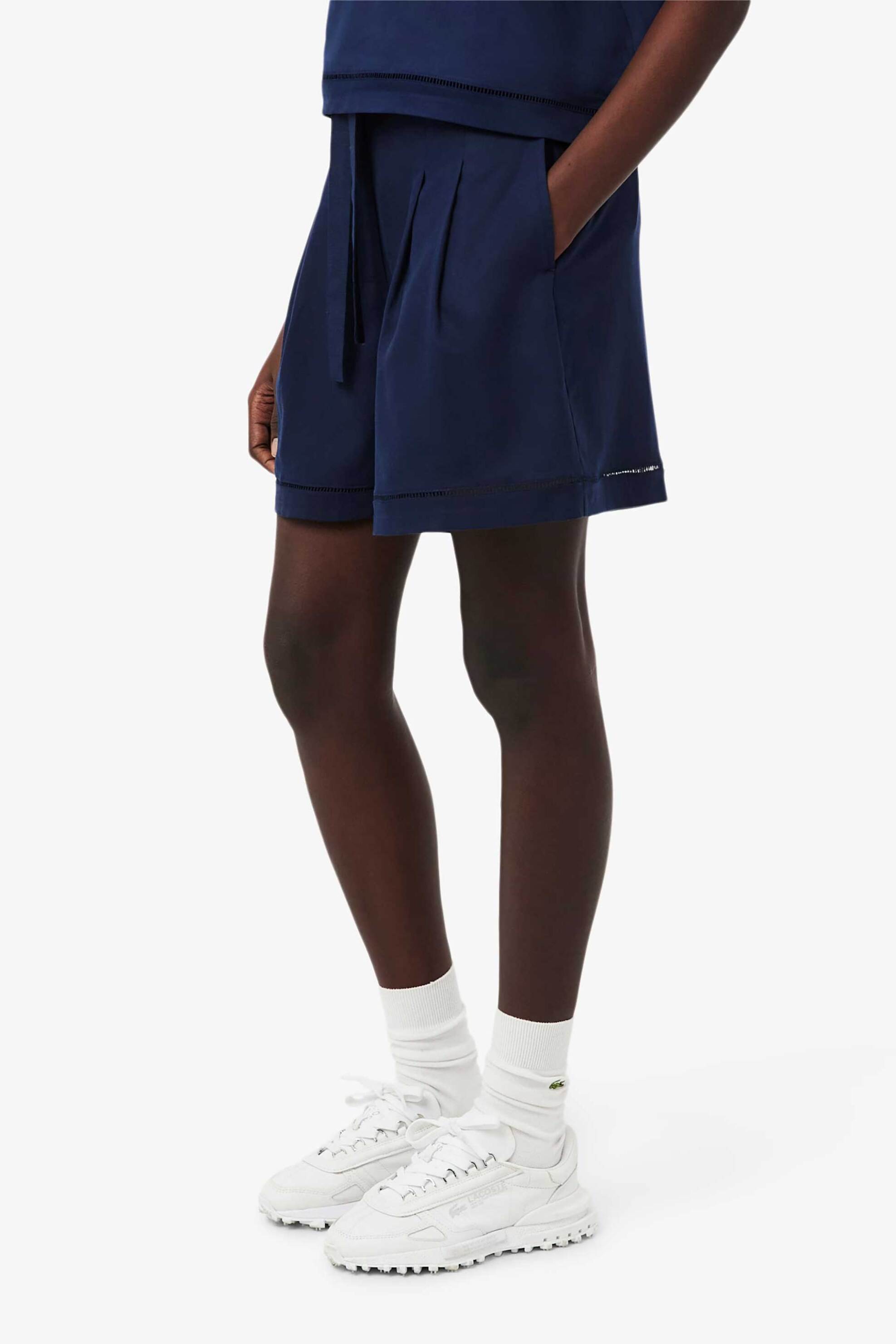 LACOSTE Lacoste γυναικεία βερμούδα με ζώνη και λογότυπο Oversized Fit - FF1026 Μπλε Σκούρο - 2