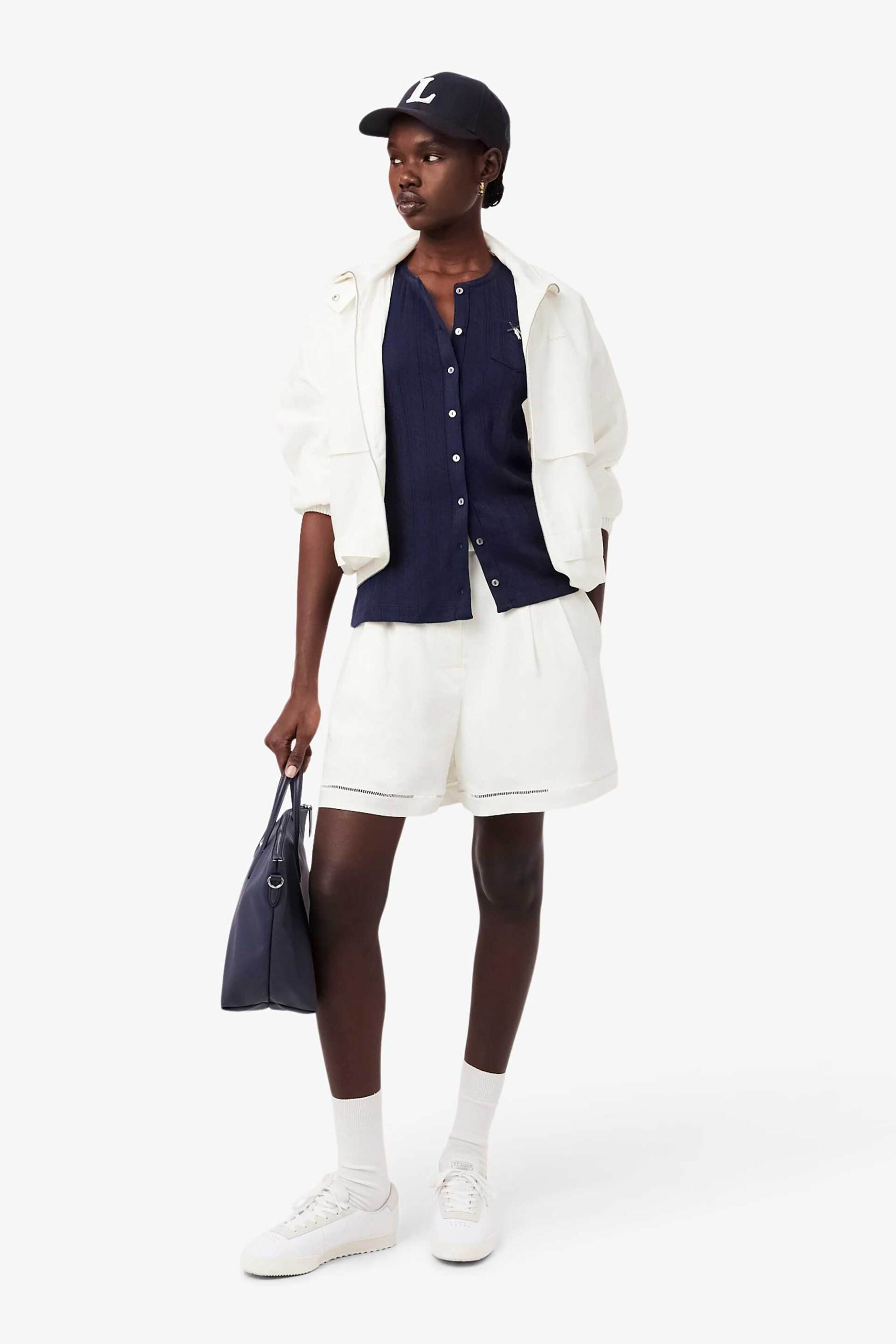 LACOSTE Lacoste γυναικεία βερμούδα με ζώνη και λογότυπο Oversized Fit - FF1026 Λευκό - 3