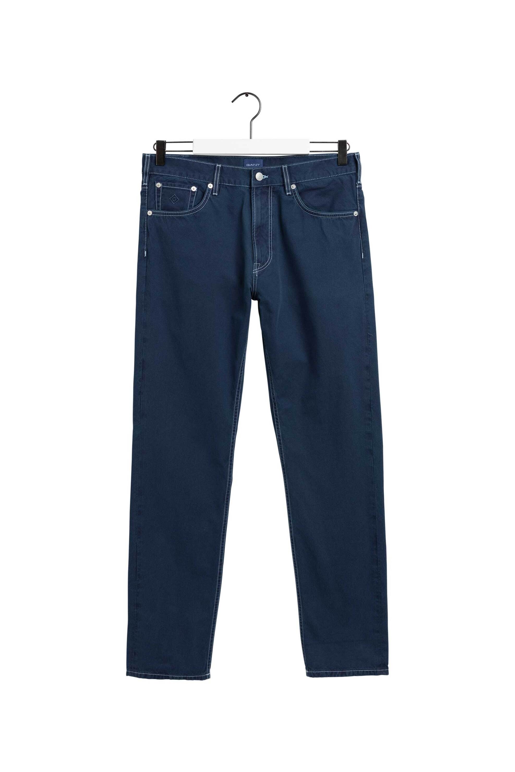 Gant ανδρικό παντελόνι πεντάτσεπο με contrast ραφές (34L) - 1000252 Μπλε Σκούρο