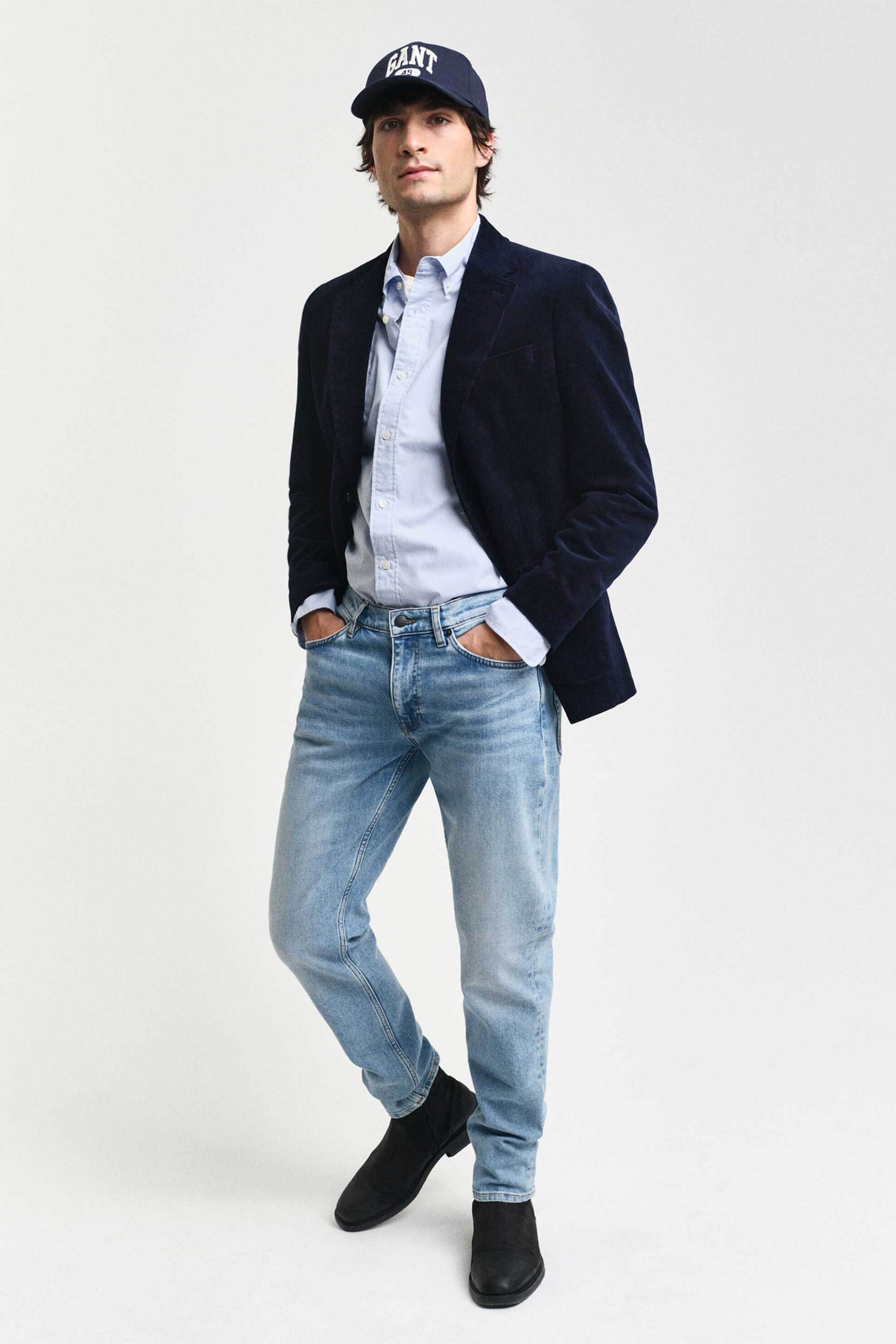 Gant ανδρικό τζιν παντελόνι πεντάτσεπο Slim Fit (34L) - 1000260 Denim Blue Ανοιχτό