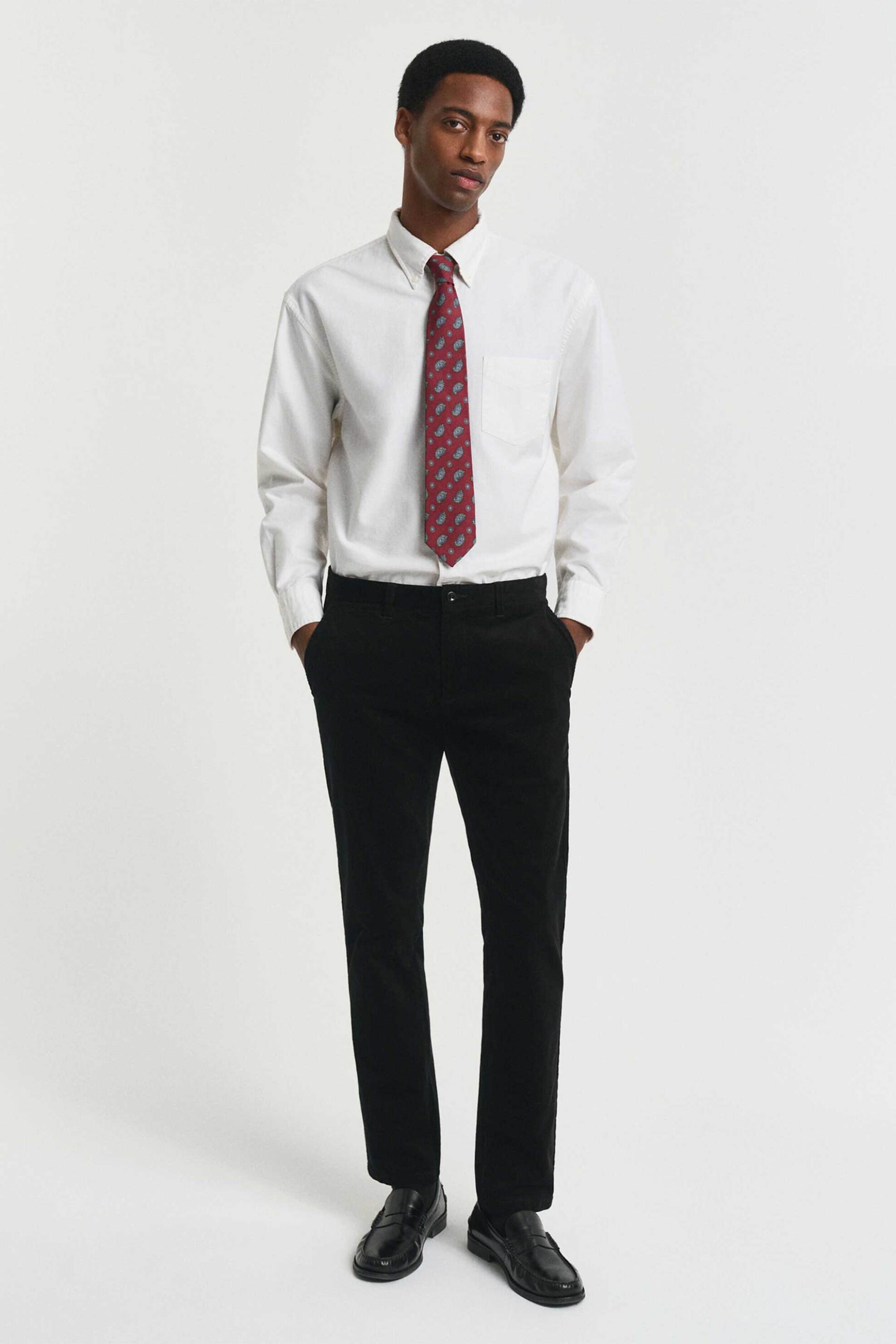 GANT Gant ανδρικό chino παντελόνι κοτλέ Slim Fit (34L) - 1505319 Μαύρο