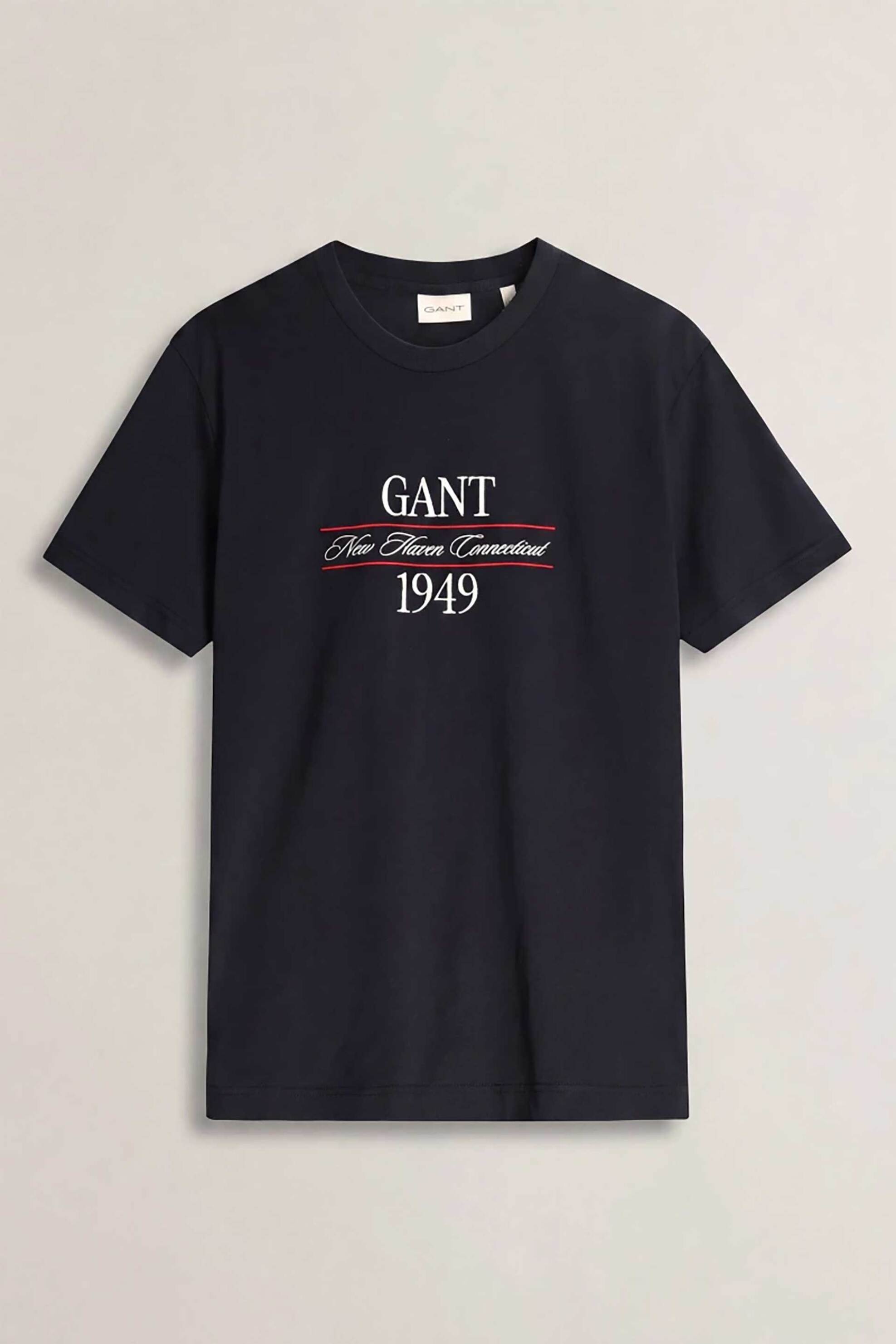 Gant ανδρικό T-shirt με κεντημένο graphic logo Regular Fit - 2003458 Μαύρο
