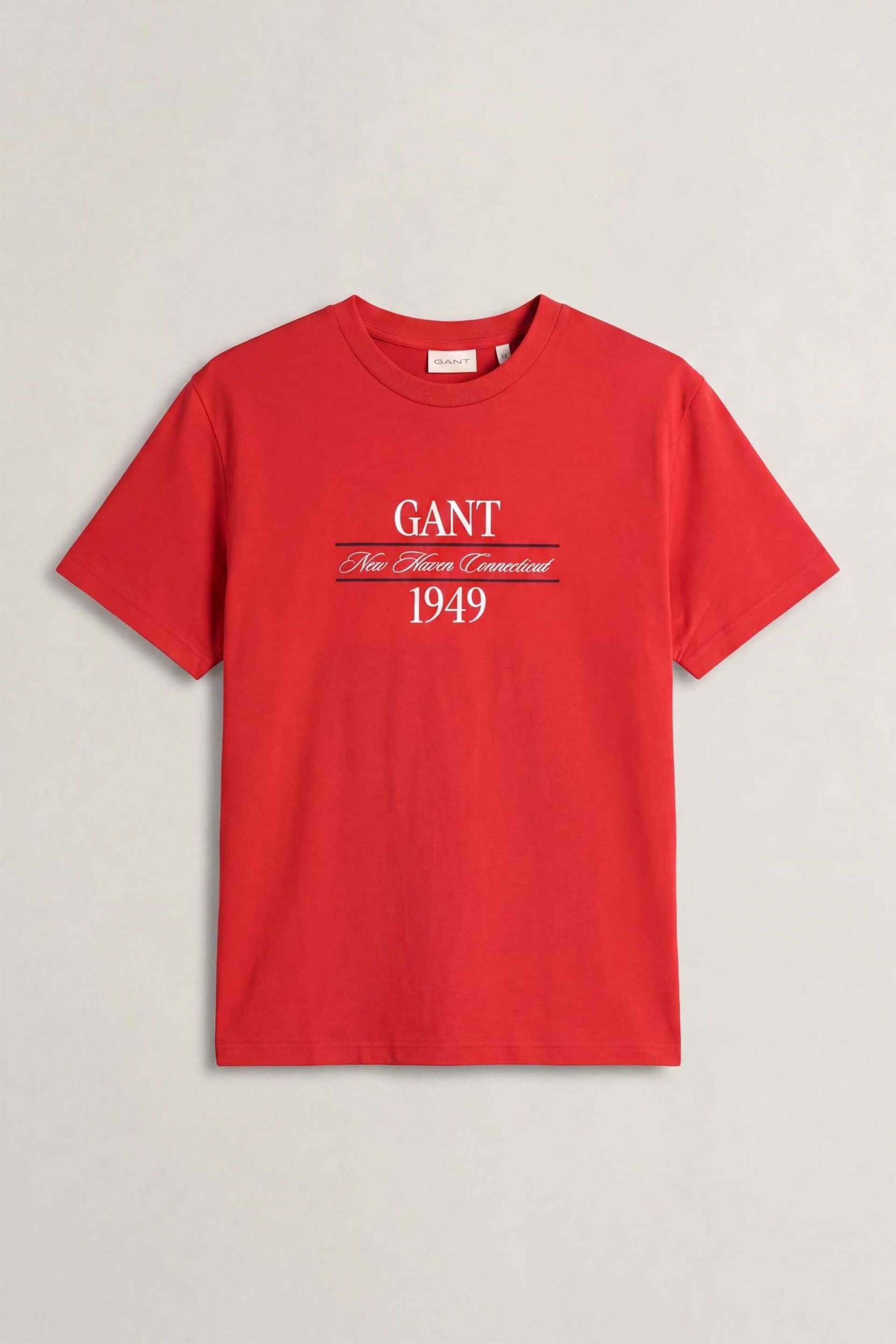 Gant ανδρικό T-shirt με κεντημένο graphic logo Regular Fit - 2003458 Κόκκινο