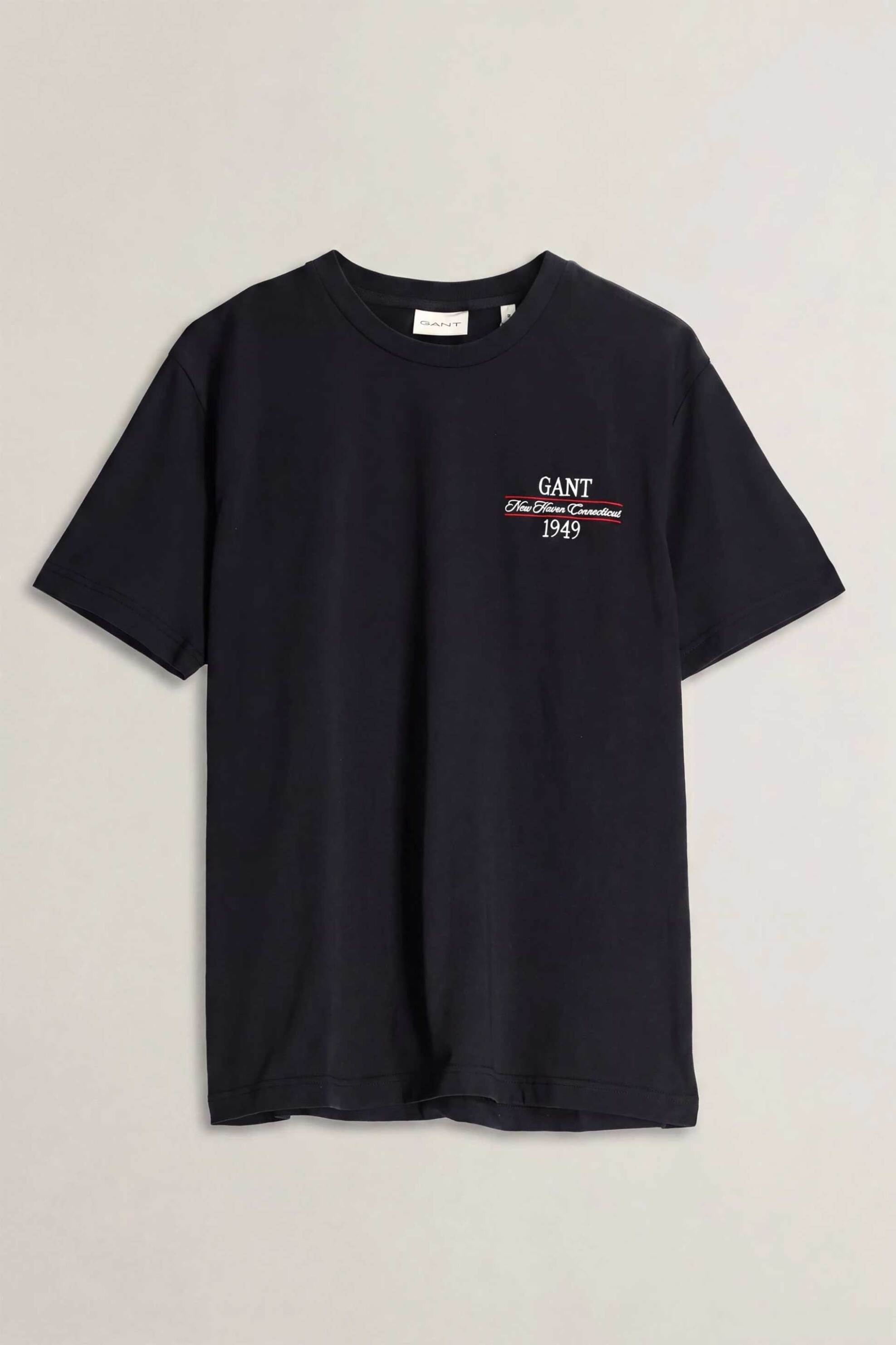 Gant ανδρικό T-shirt με κεντημένο graphic logo Regular Fit - 2003459 Μαύρο