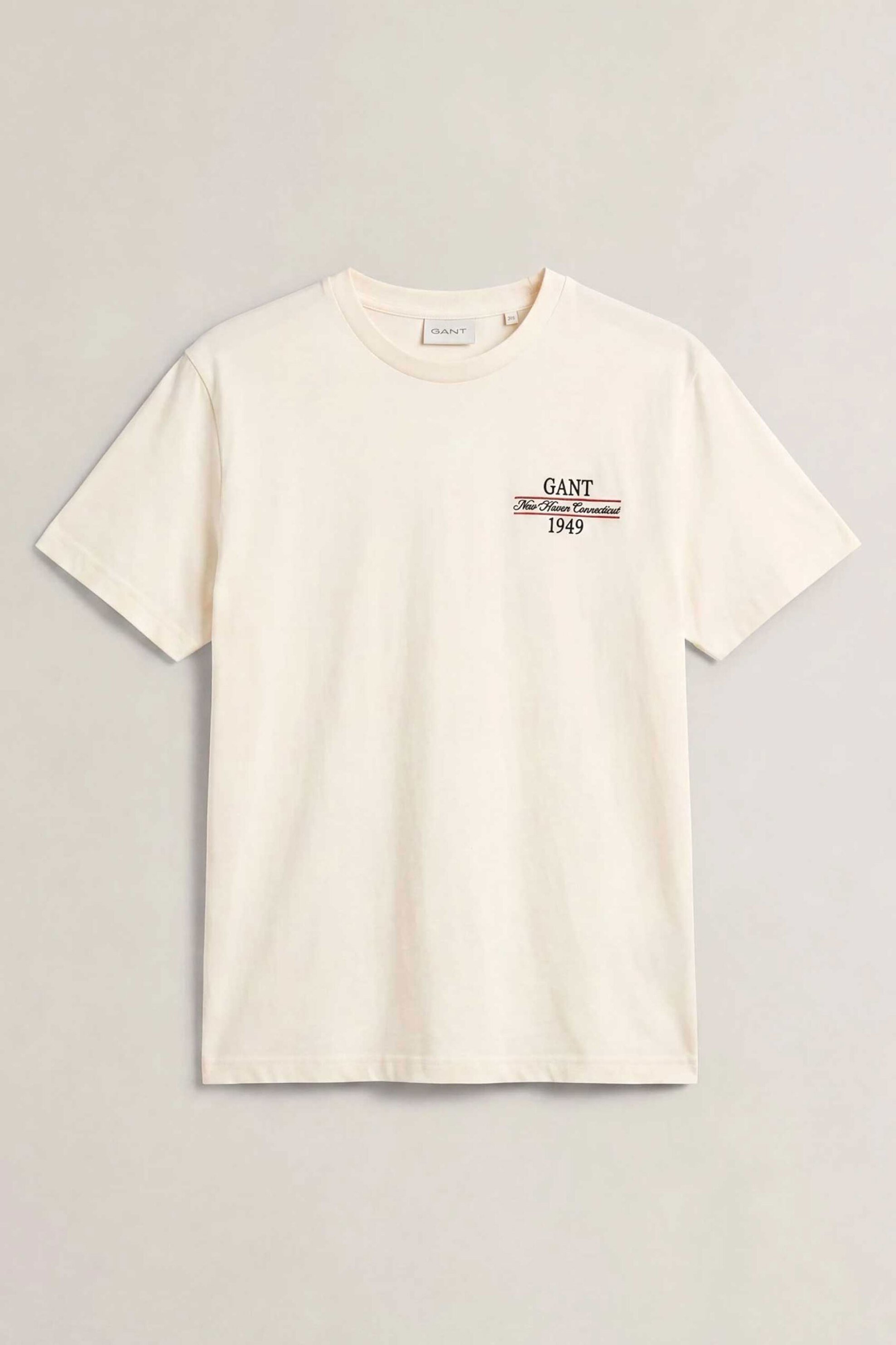 Gant ανδρικό T-shirt με κεντημένο graphic logo Regular Fit - 2003459 Κρέμ