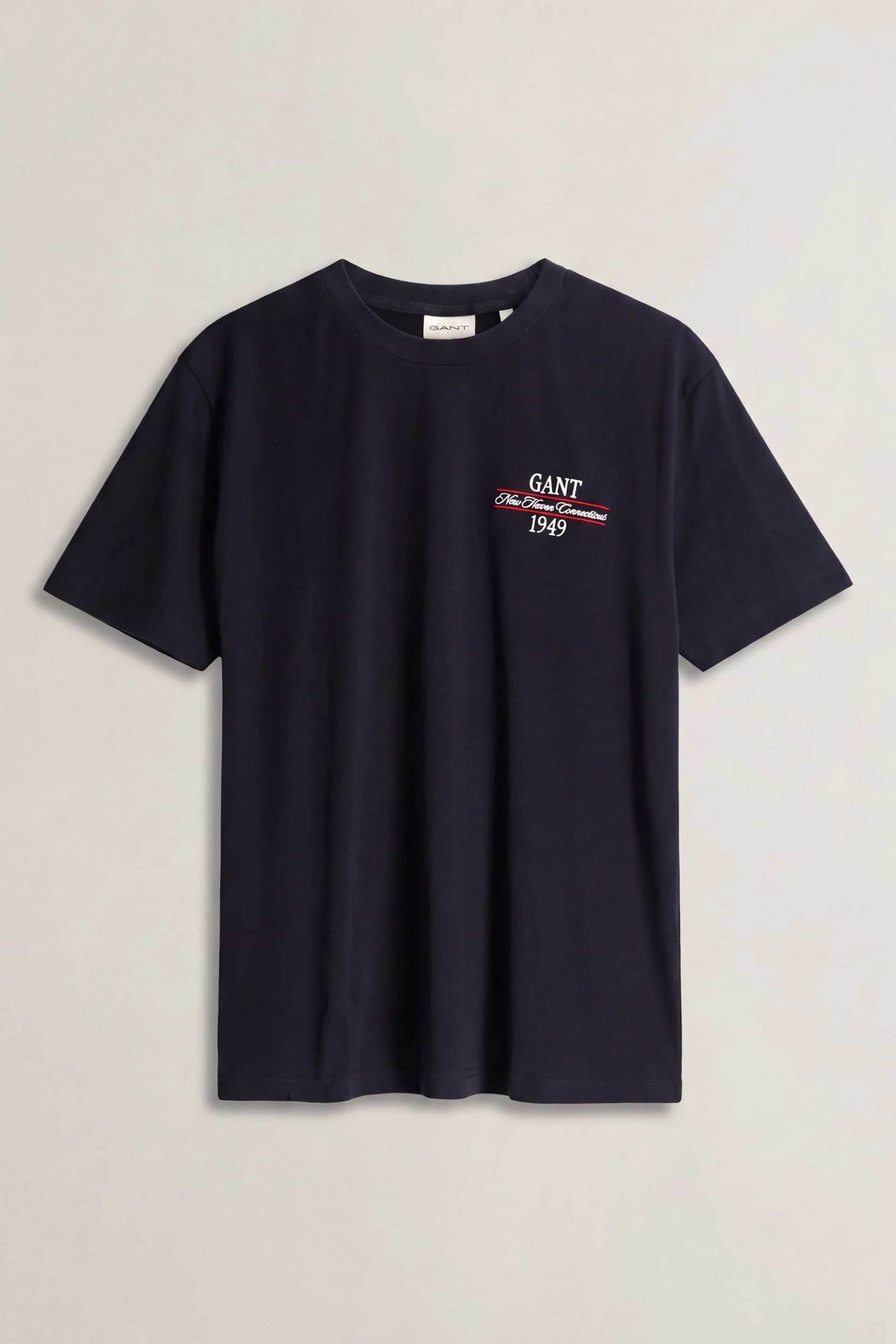Gant ανδρικό T-shirt με κεντημένο graphic logo Regular Fit - 2003459 Μπλε Σκούρο