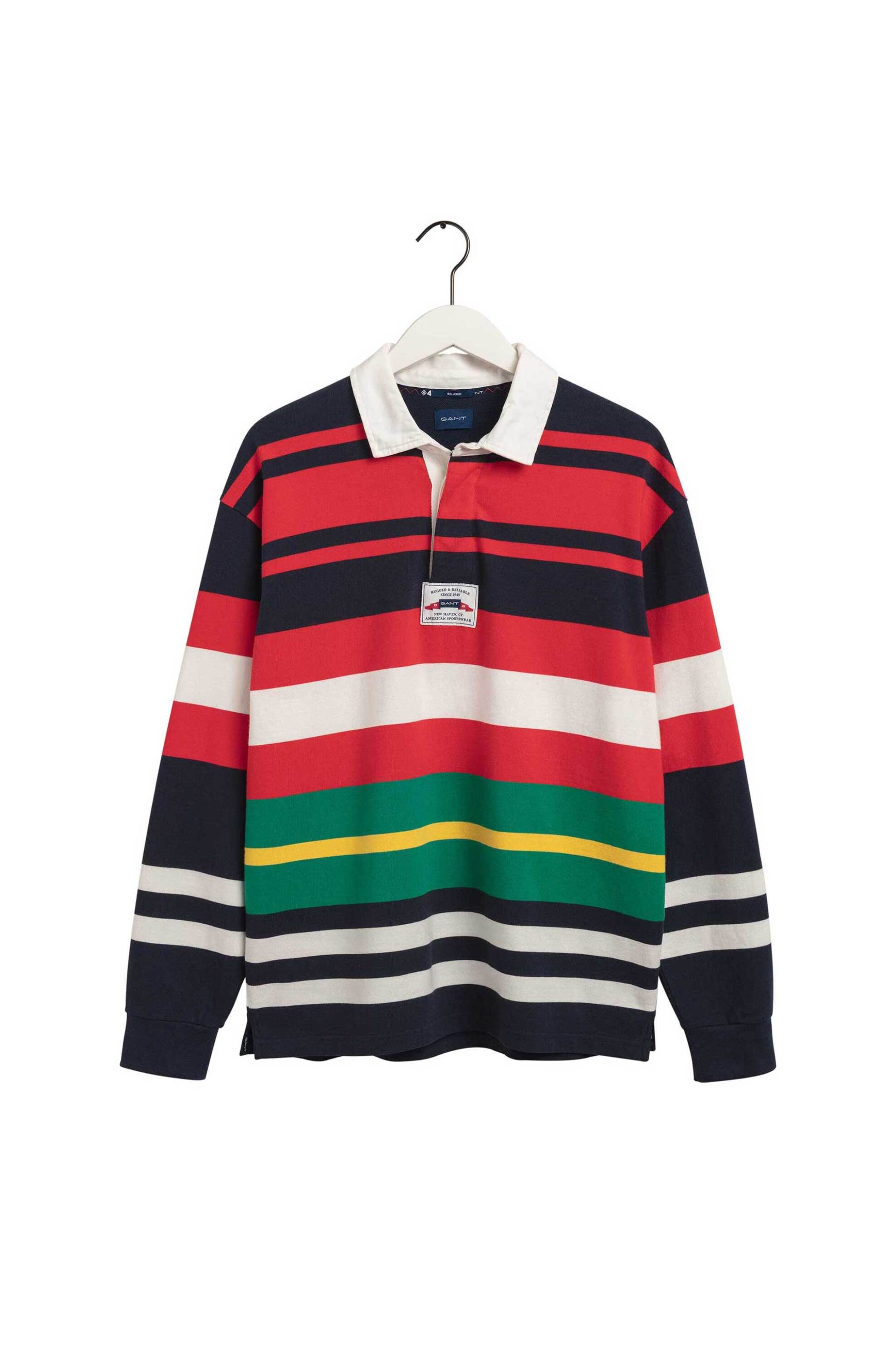 Gant ανδρική πόλο μπλούζα με ριγέ colourful σχέδιο και logo patch Relaxed Fit - 2025041 Πολύχρωμο