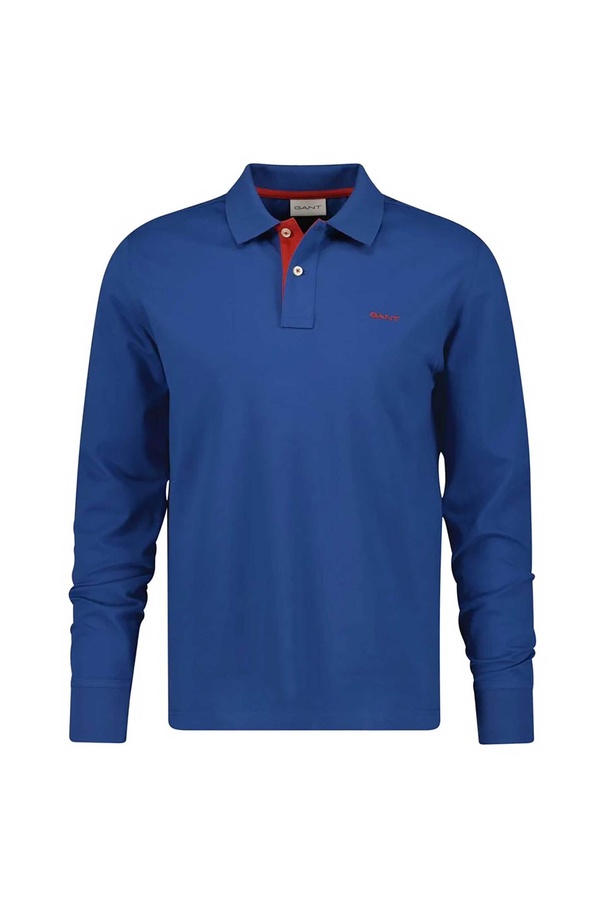 Gant ανδρική μπλούζα πόλο πικέ με contrast πατιλέτα και κεντημένο logo Regular Fit - 2065004 Μπλε