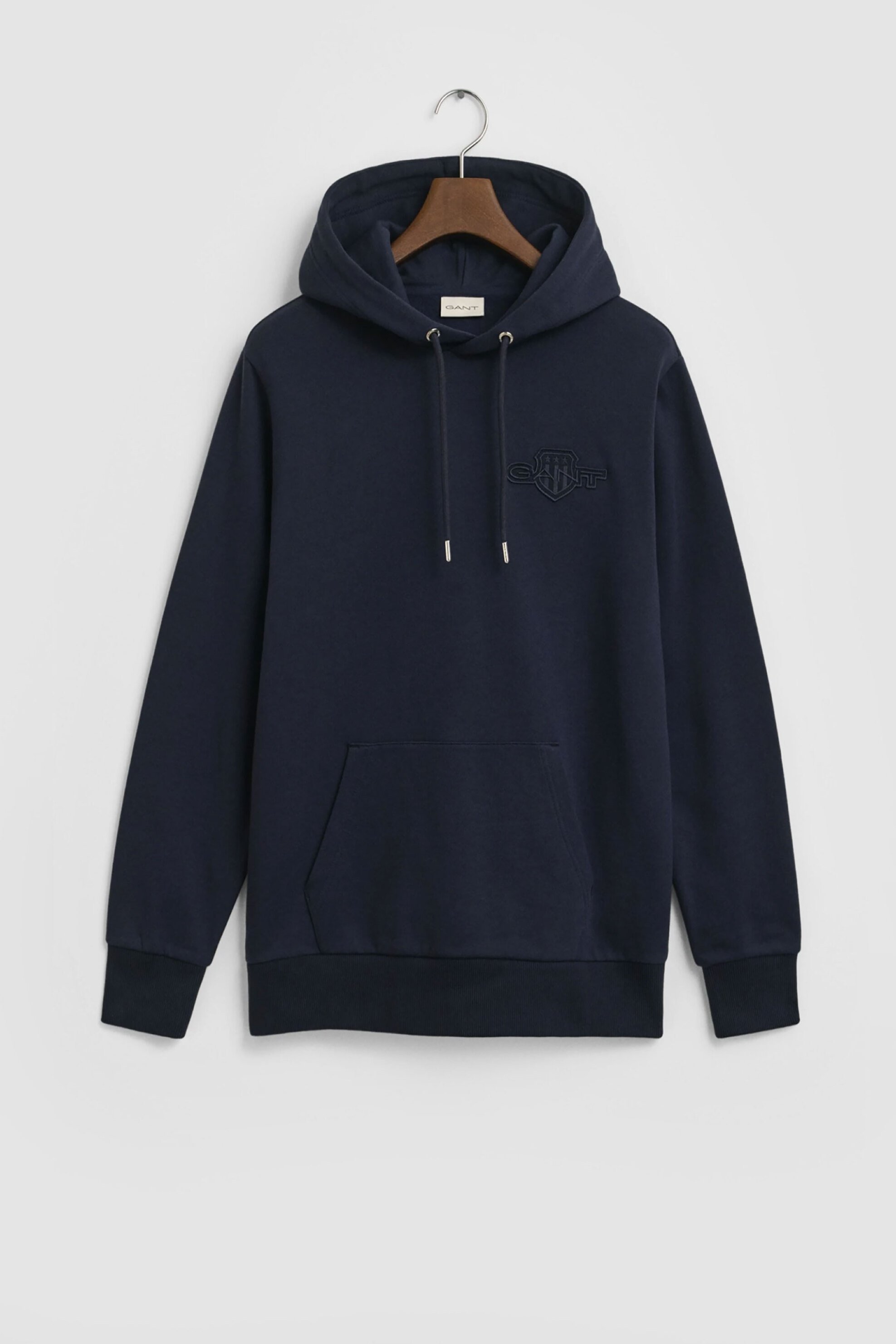 Gant ανδρική μπλούζα φούτερ με κουκούλα και κεντημένο ton-sur-ton λογότυπο Regular Fit - 2067056 Μπλε Σκούρο