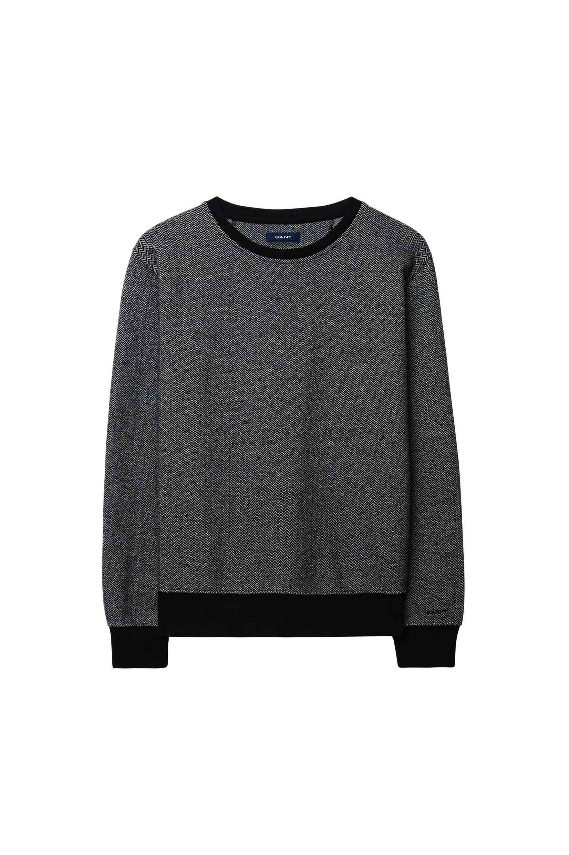 Gant ανδρική μπλούζα φούτερ με herringbone pattern και contrast τελειώματα - 256346 Ανθρακί