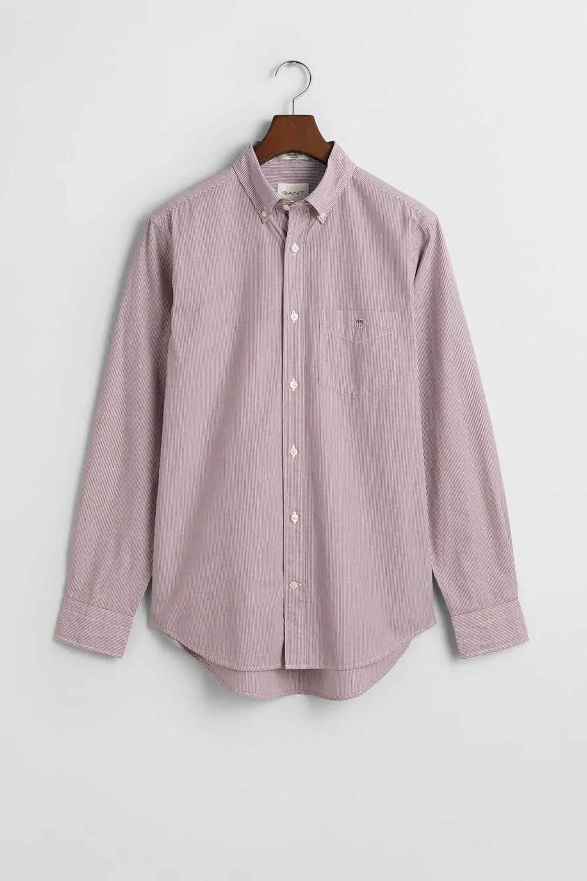 Gant ανδρικό πουκάμισο button down με ψιλό ριγέ σχέδιο και τσέπη με κεντημένο λογότυπο Regular Fit - 3000140 Βυσσινί