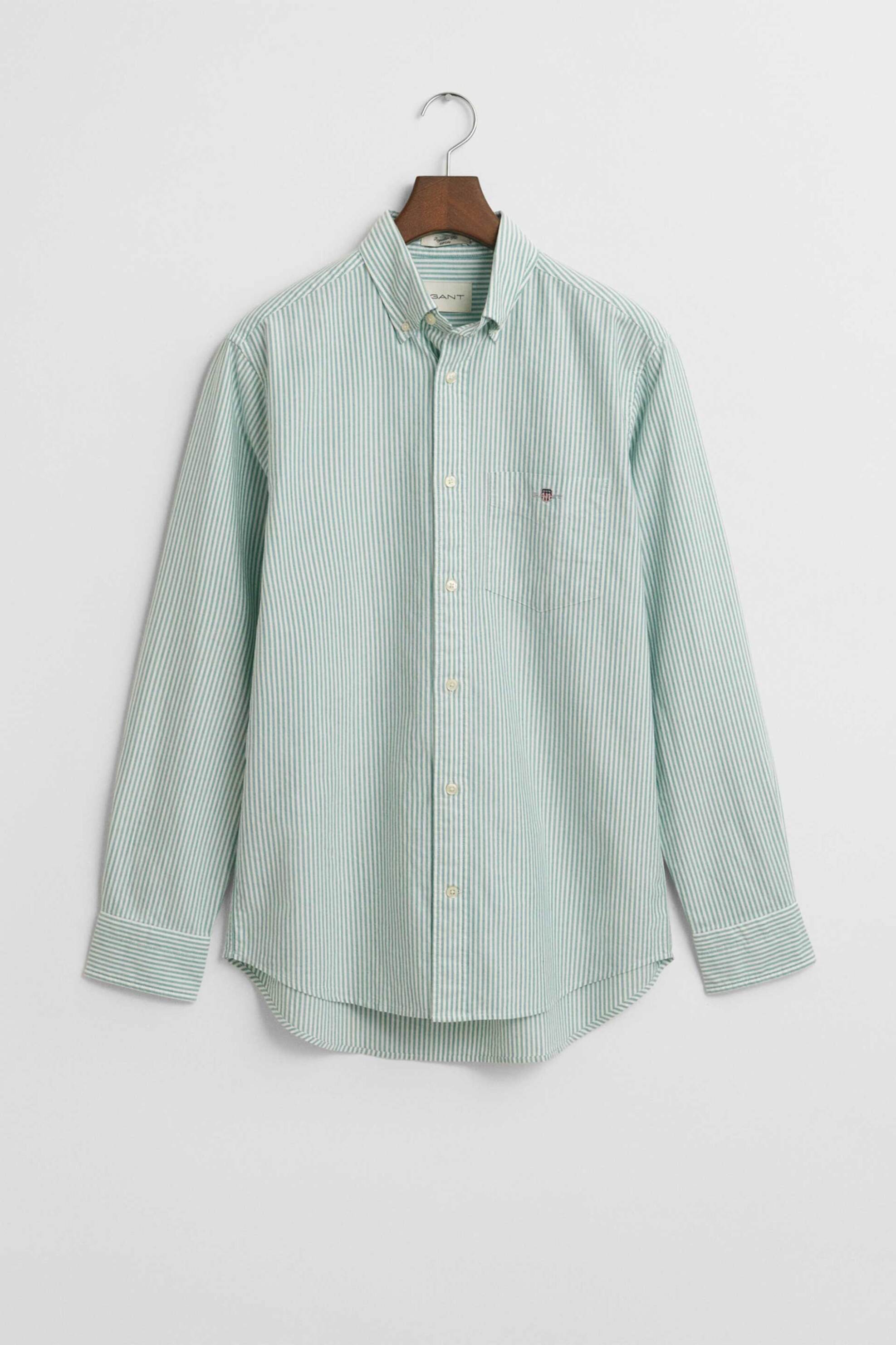 Gant Ανδρικό Πουκάμισο Button Down Oxford Ριγέ με Κεντημένο Λογότυπο Regular Fit - 3000230 Πράσινο