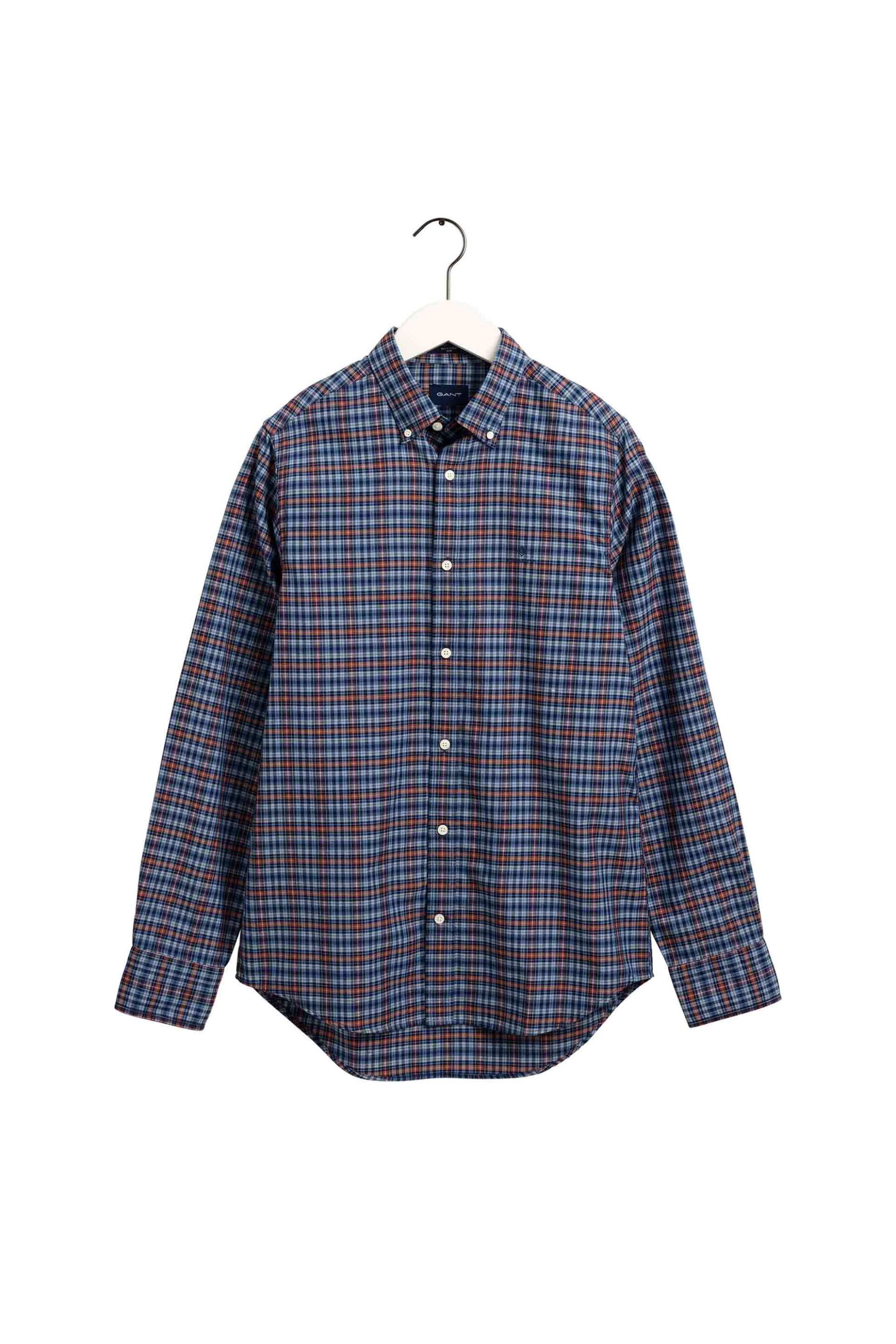 Gant ανδρικό πουκάμισο button down καρό με κεντημένο logo Slim Fit - 3016022 Μπλε