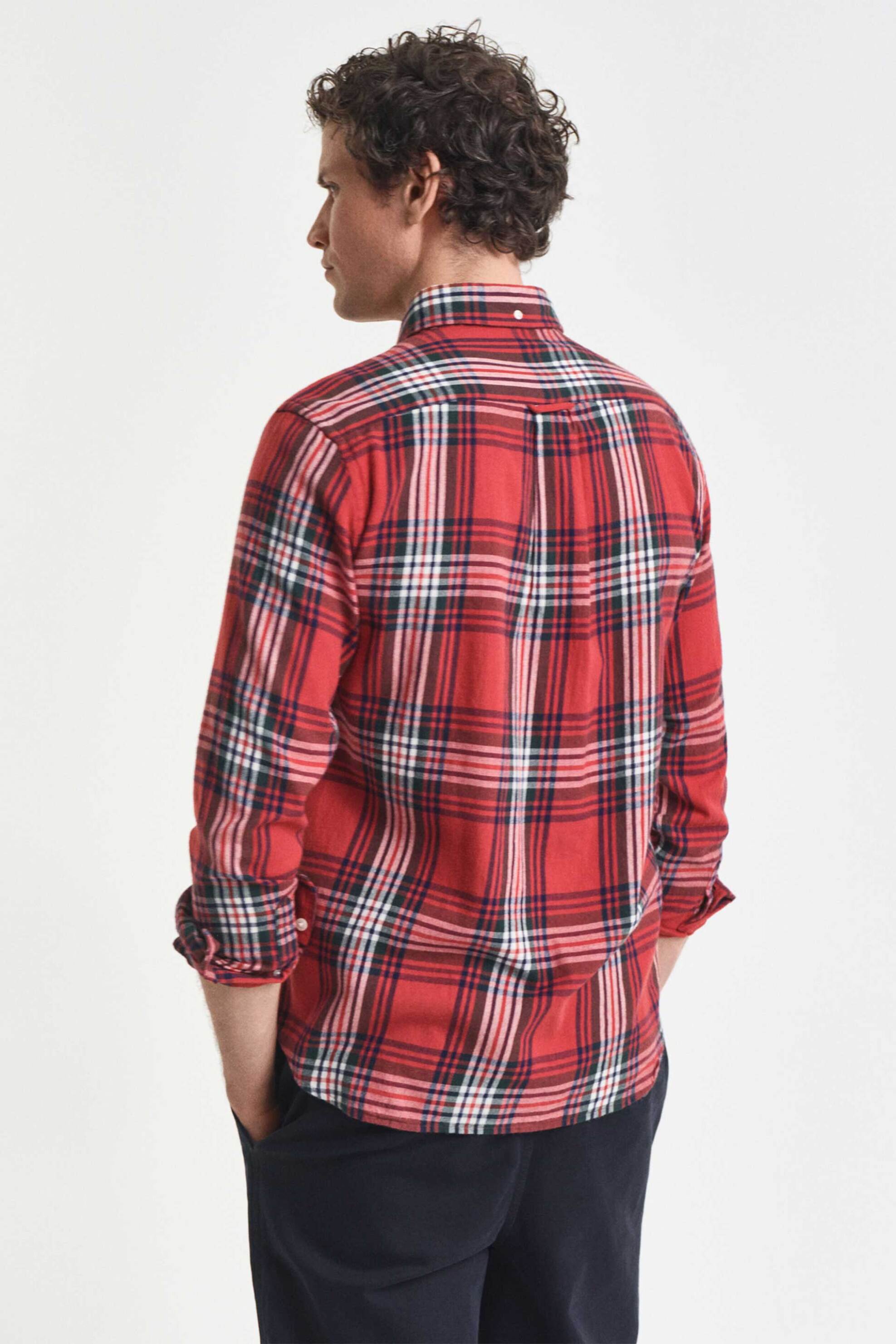 Gant ανδρικό πουκάμισο flannel button down με καρό σχέδιο και τσέπη και κεντημένο λογότυπο Regular Fit - 3250243 Κόκκινο φωτογραφία