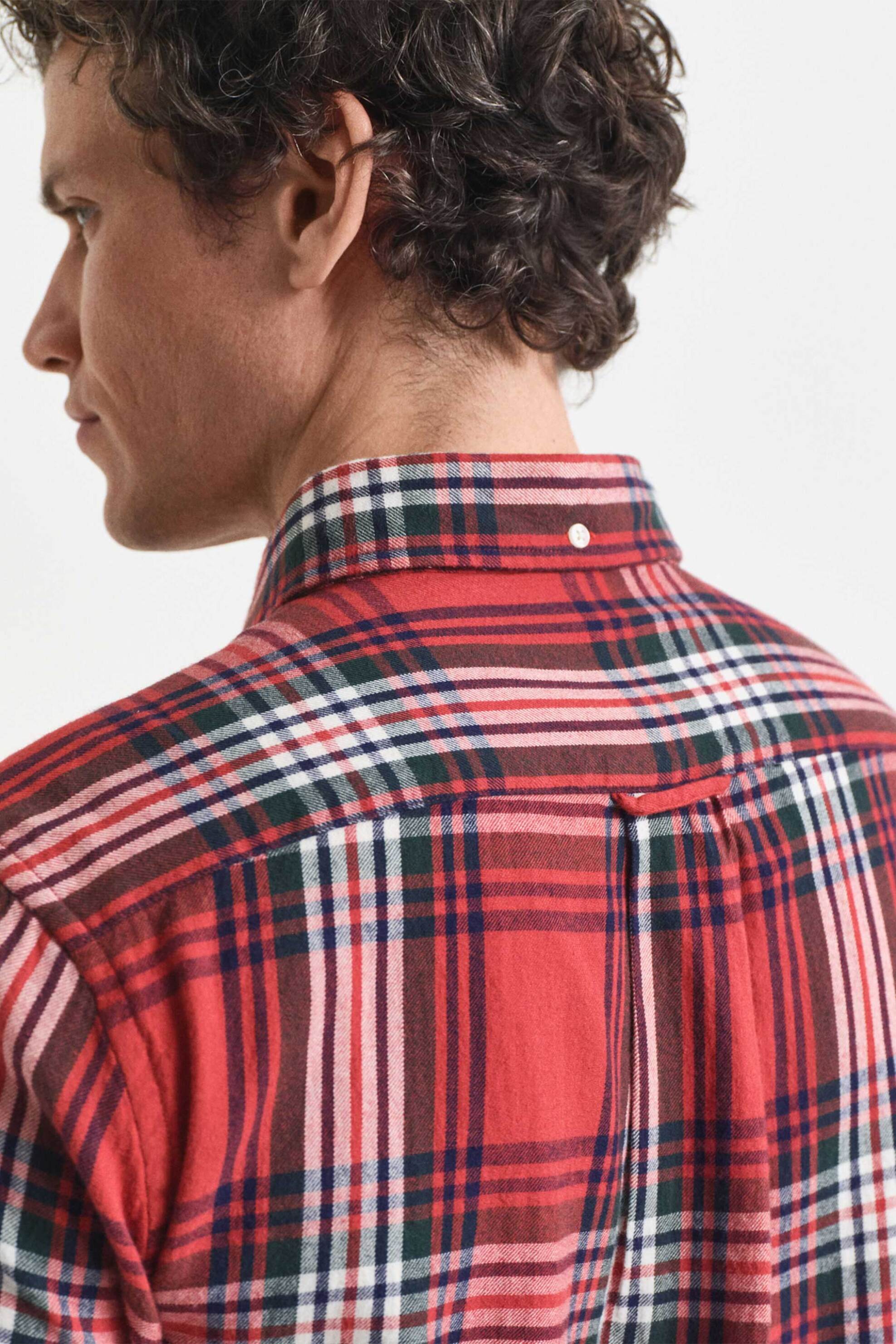 Gant ανδρικό πουκάμισο flannel button down με καρό σχέδιο και τσέπη και κεντημένο λογότυπο Regular Fit - 3250243 Κόκκινο φωτογραφία
