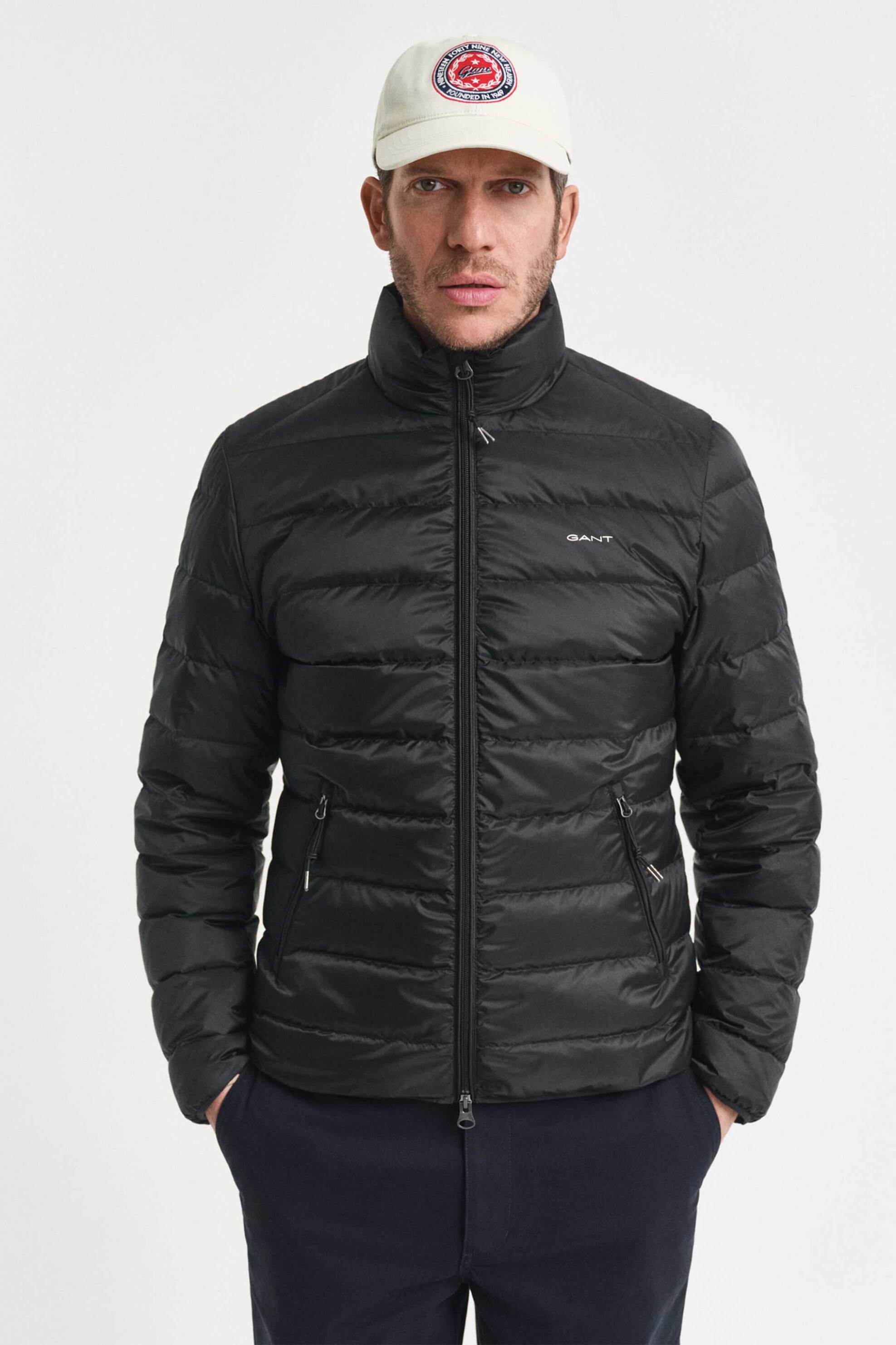 Gant ανδρικό αδιάβροχο μπουφάν με καπιτονέ σχέδιο και λογότυπο Regular Fit - 7006526 Μαύρο