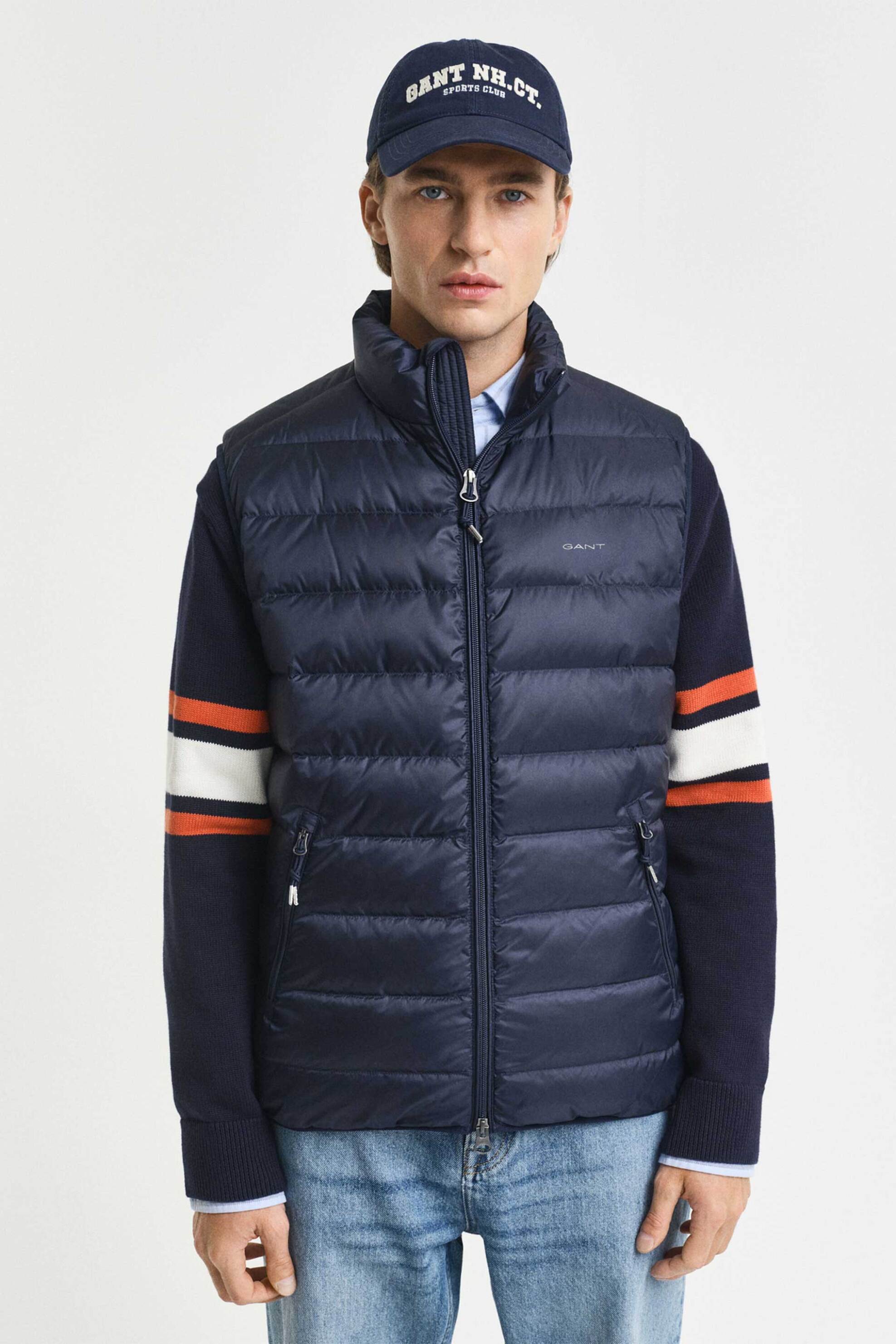 Gant ανδρικό αμάνικο μπουφάν αδιάβροχο με καπιτονέ σχέδιο και λογότυπο Regular Fit - 7006527 Μπλε Σκούρο